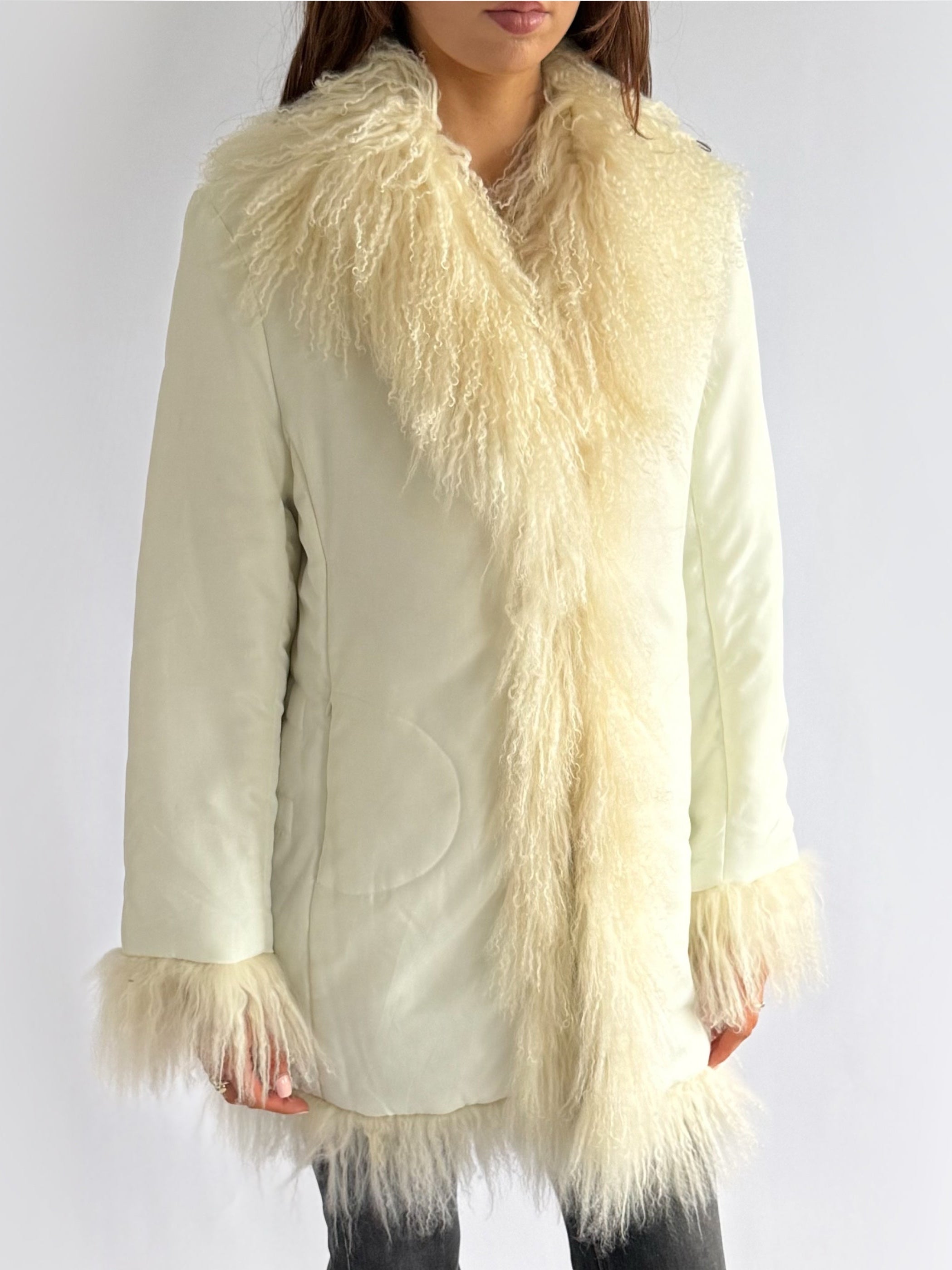 Mongolian Fur Puffer Afghan Coat - Size L