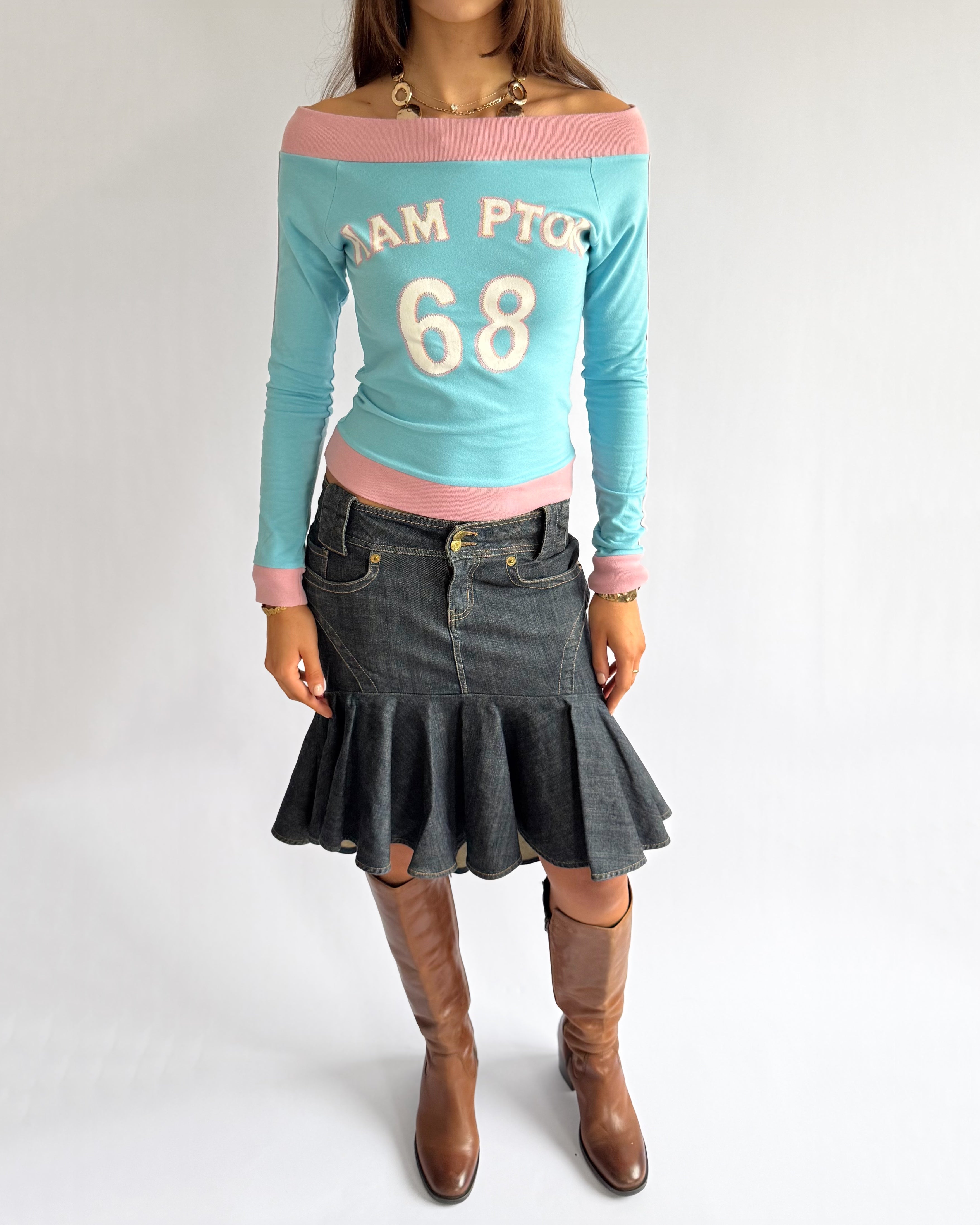 Denim Fishtail Midi Skirt - Size S