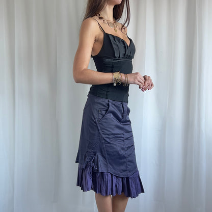 90s Pleated Ruched Midi Skirt - Size S