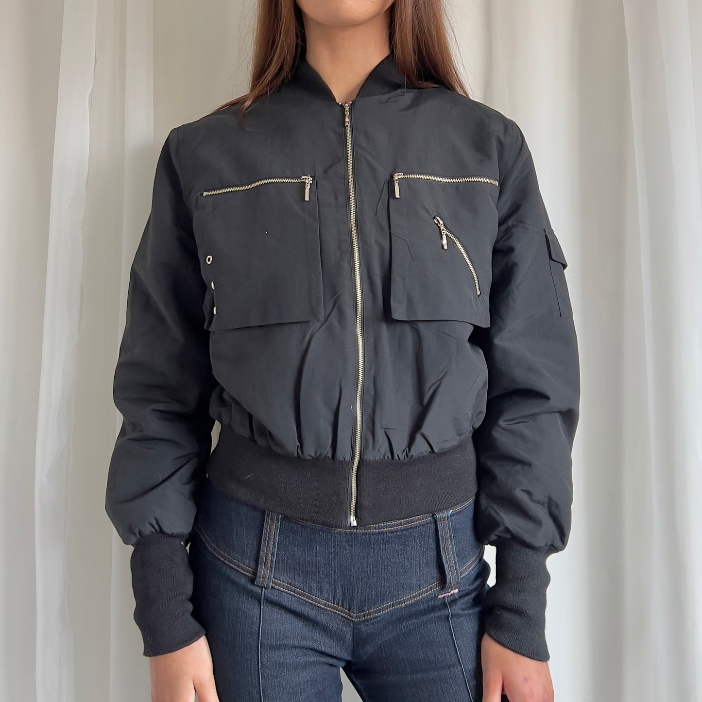 00s Zip Up Bomber Jacket - Size S