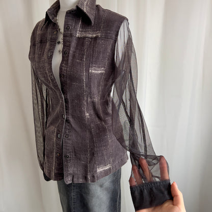 90s Mesh Button Up Shirt - Size L