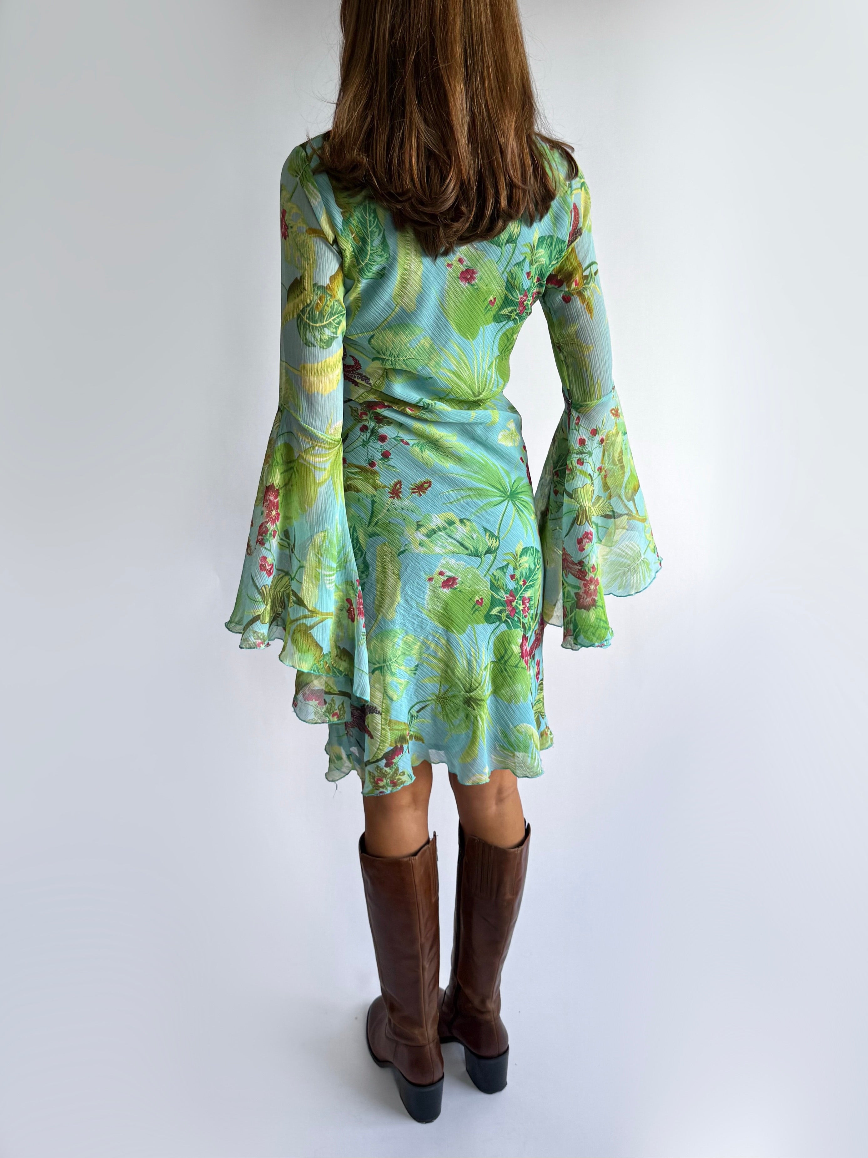 Floral Flared Midi Dress - Size S