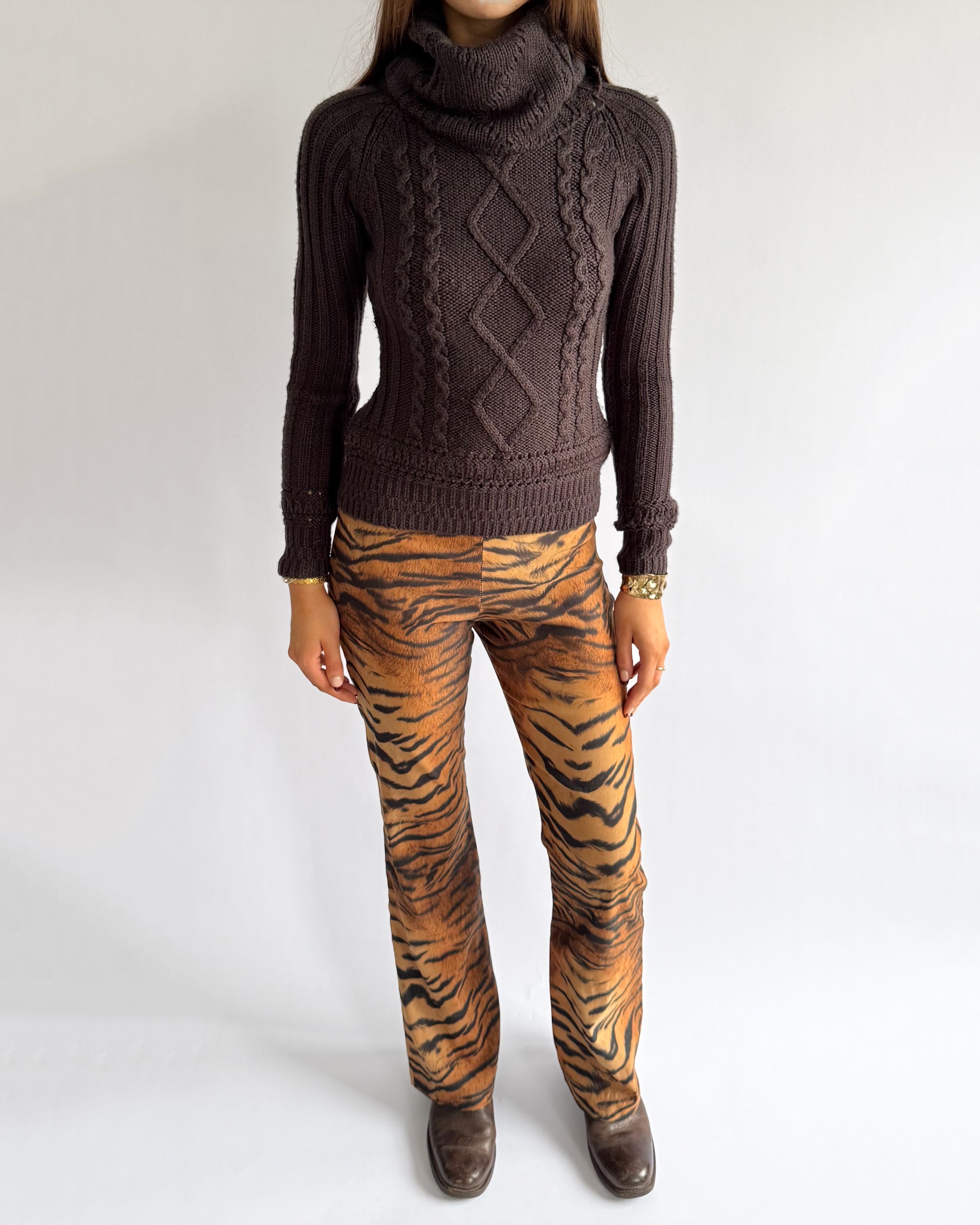 Wool Knit Roll Neck Jumper - Size M