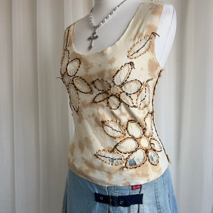 00s Lace Floral Crop Top - Size S