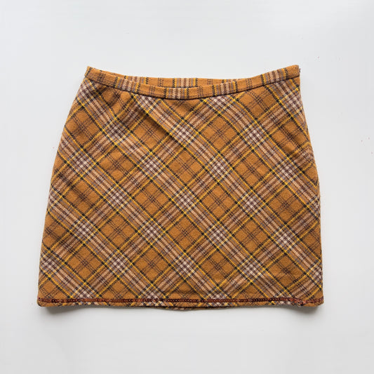 90s Wool Plaid Mini Skirt - Size M