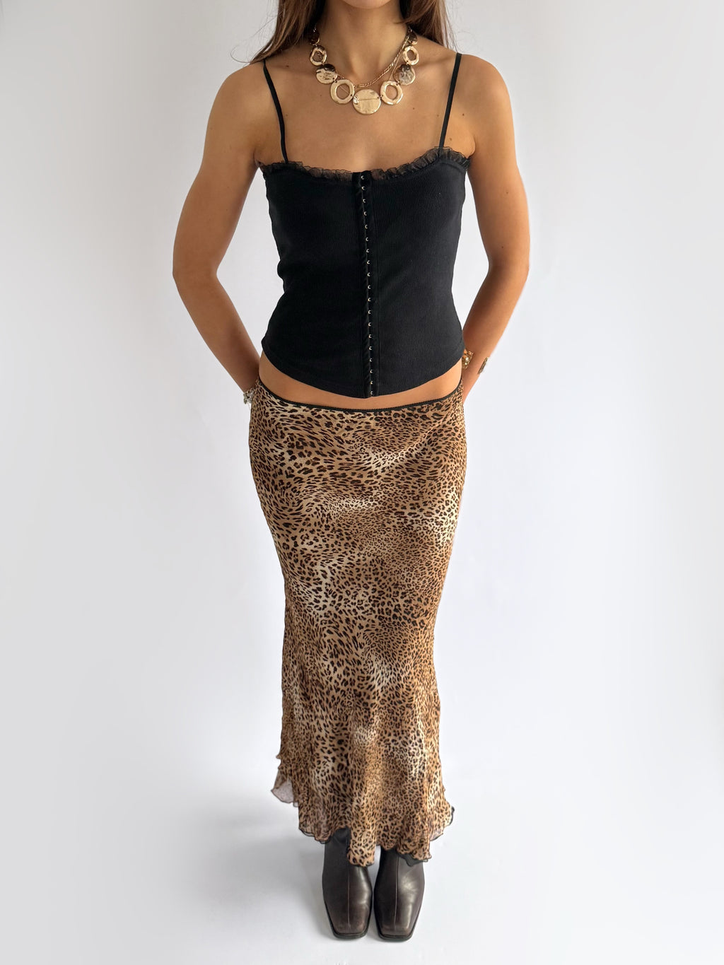 Leopard Maxi Skirt - Size L