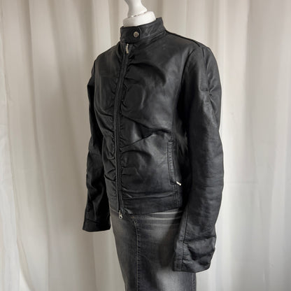 00s Genuine Leather Double Zip Jacket - Size L