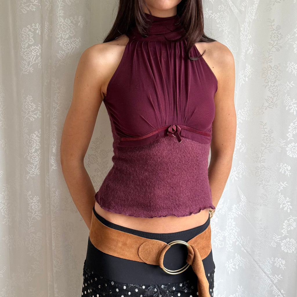 Knit Mesh Crop Top - Size S