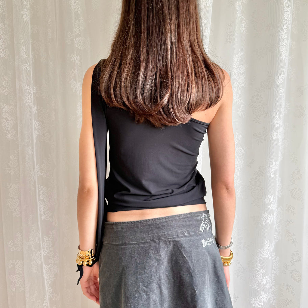 One Shoulder Long Sleeve Top - Size S