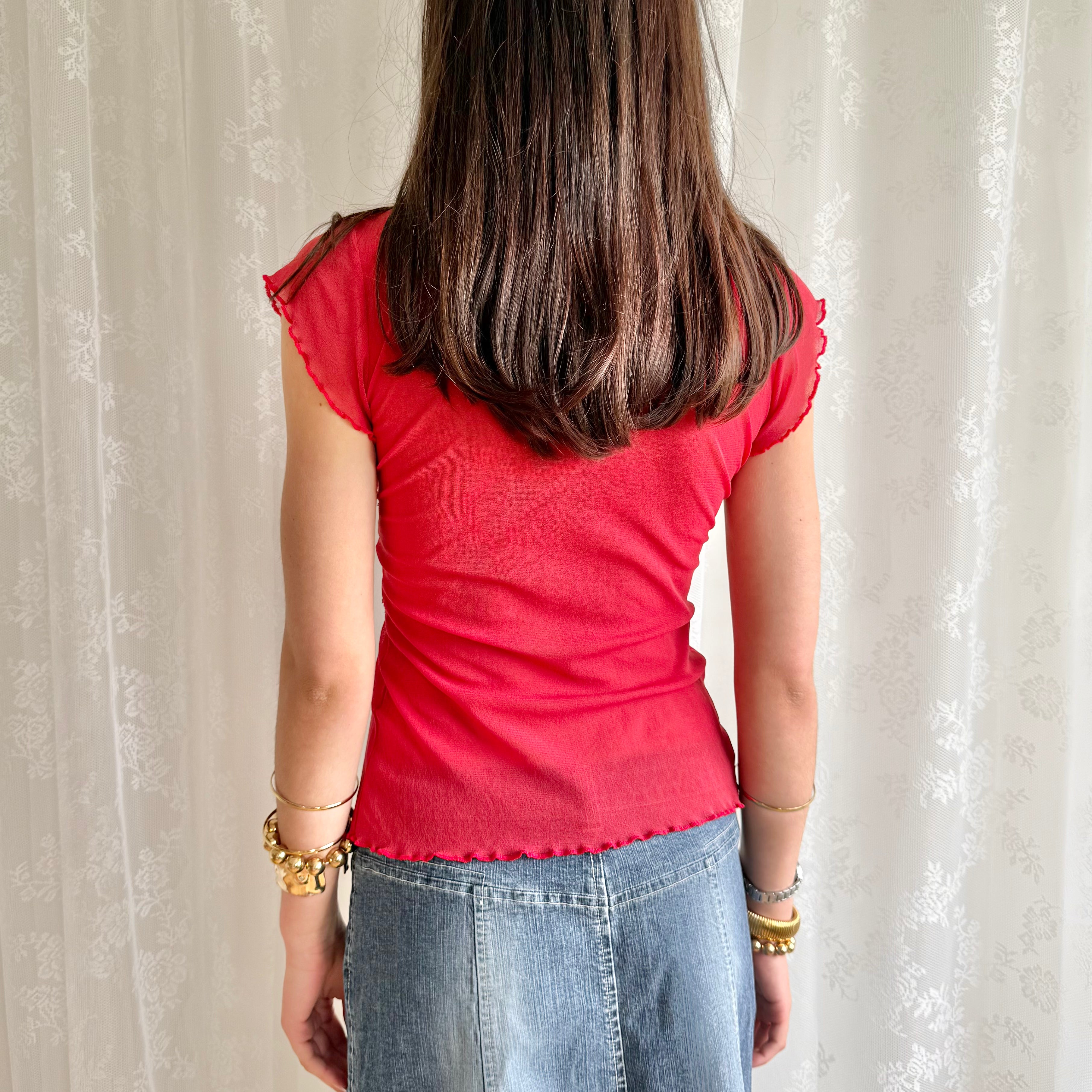 Mesh Asymmetric Crop Top - Size S