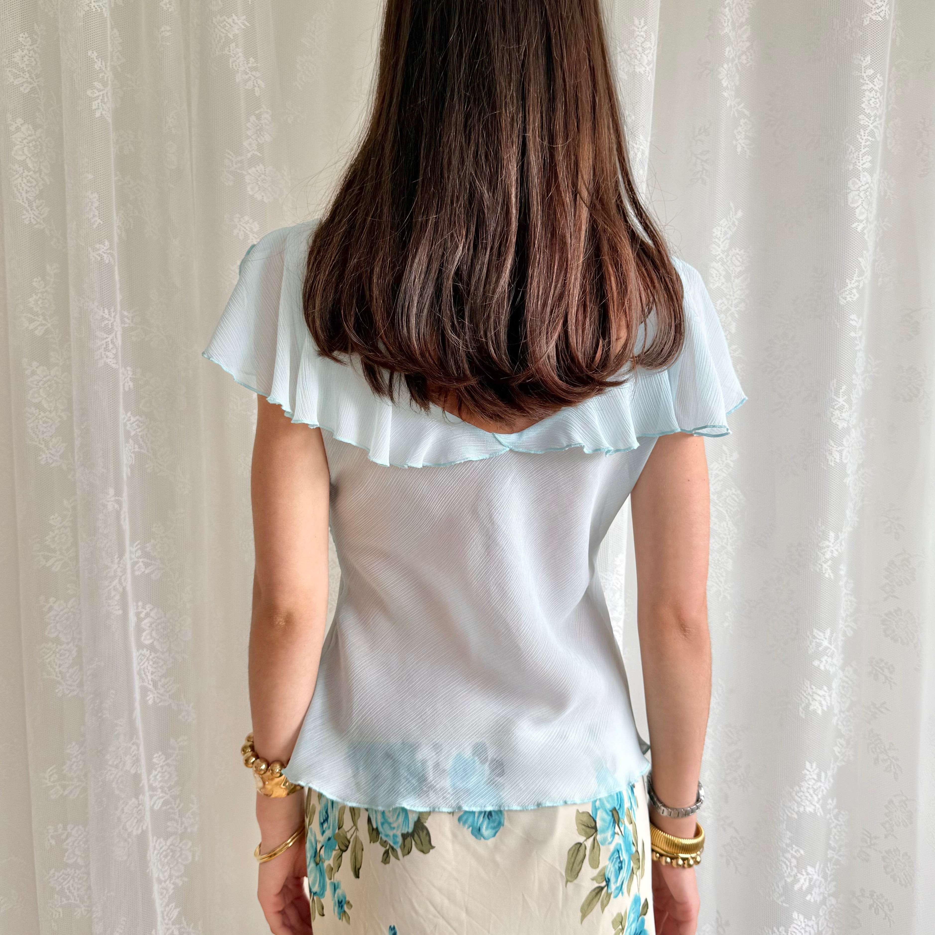 Sheer Ruffle Crop Top - Size M