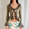 Knit Tie Cardigan - Size S