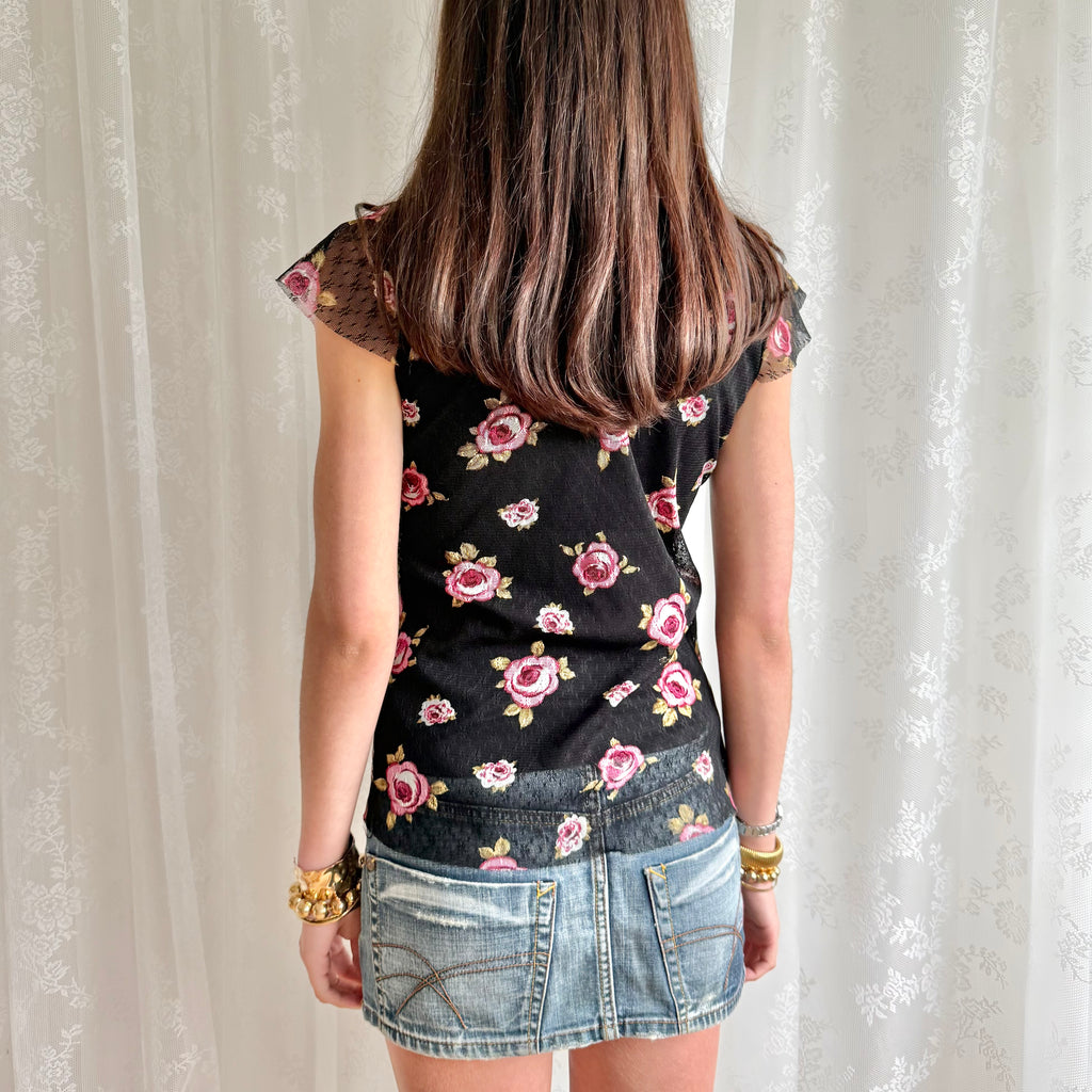 Floral Lace Crop Top - Size L