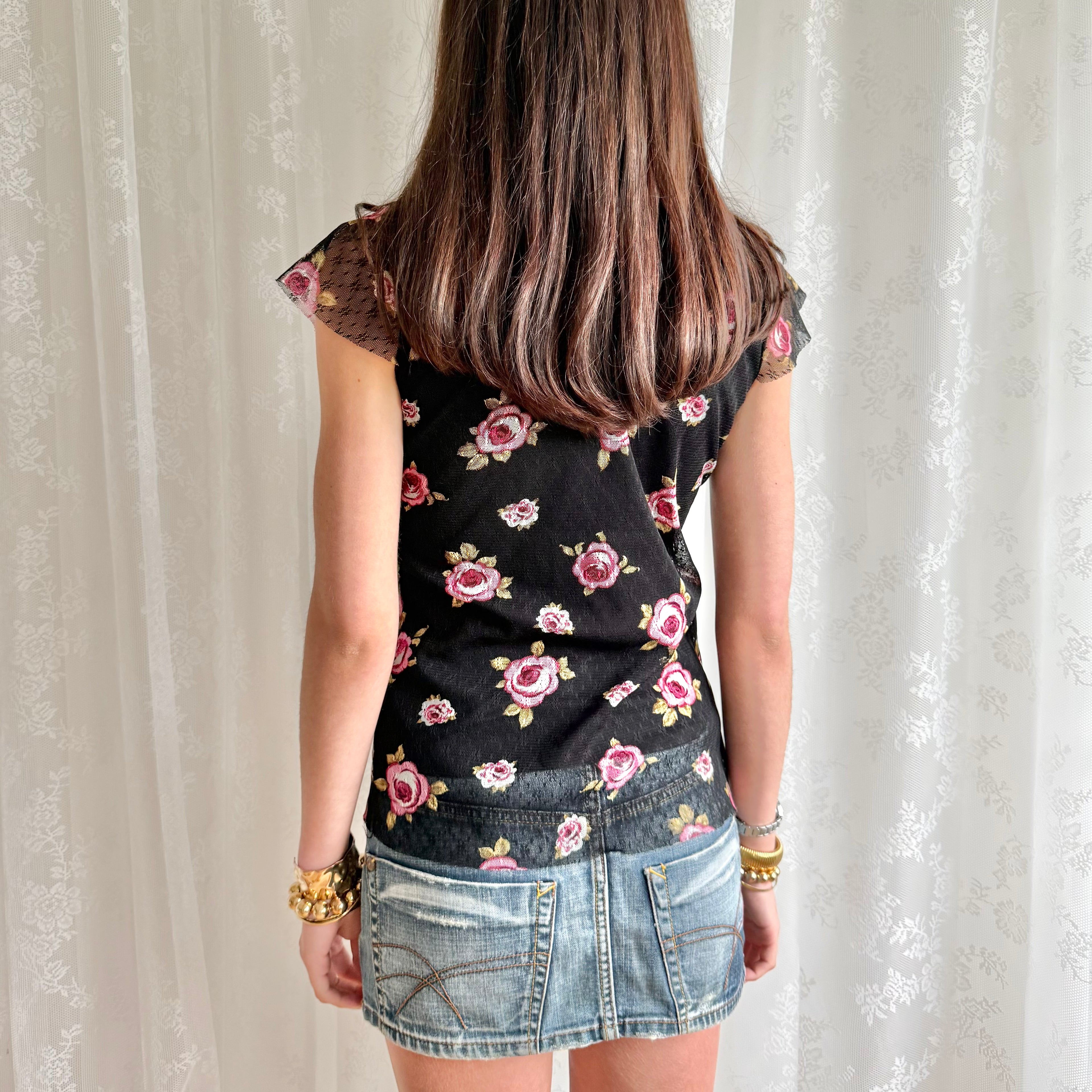 Floral Lace Crop Top - Size L