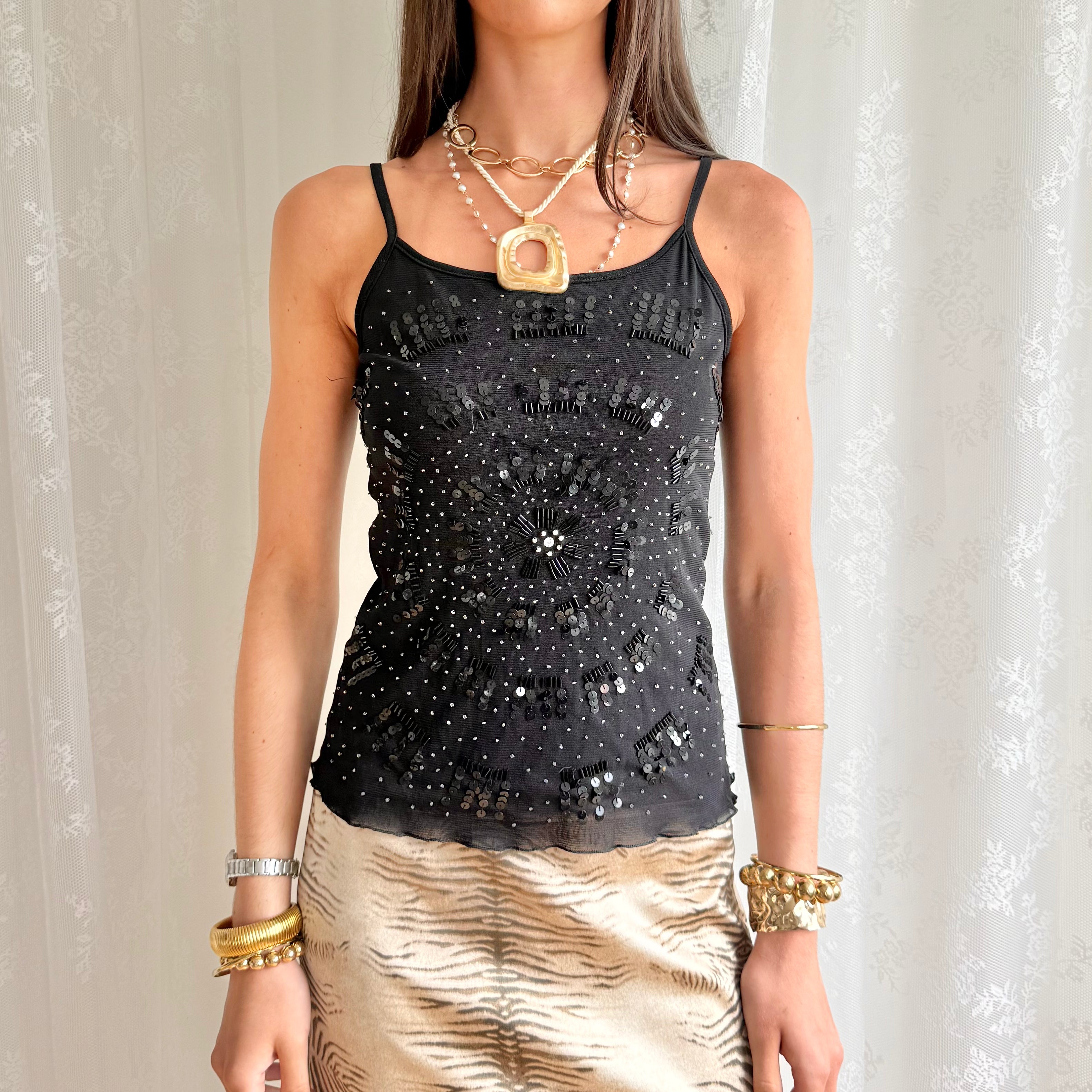 Sequin Beaded Cami - Size S
