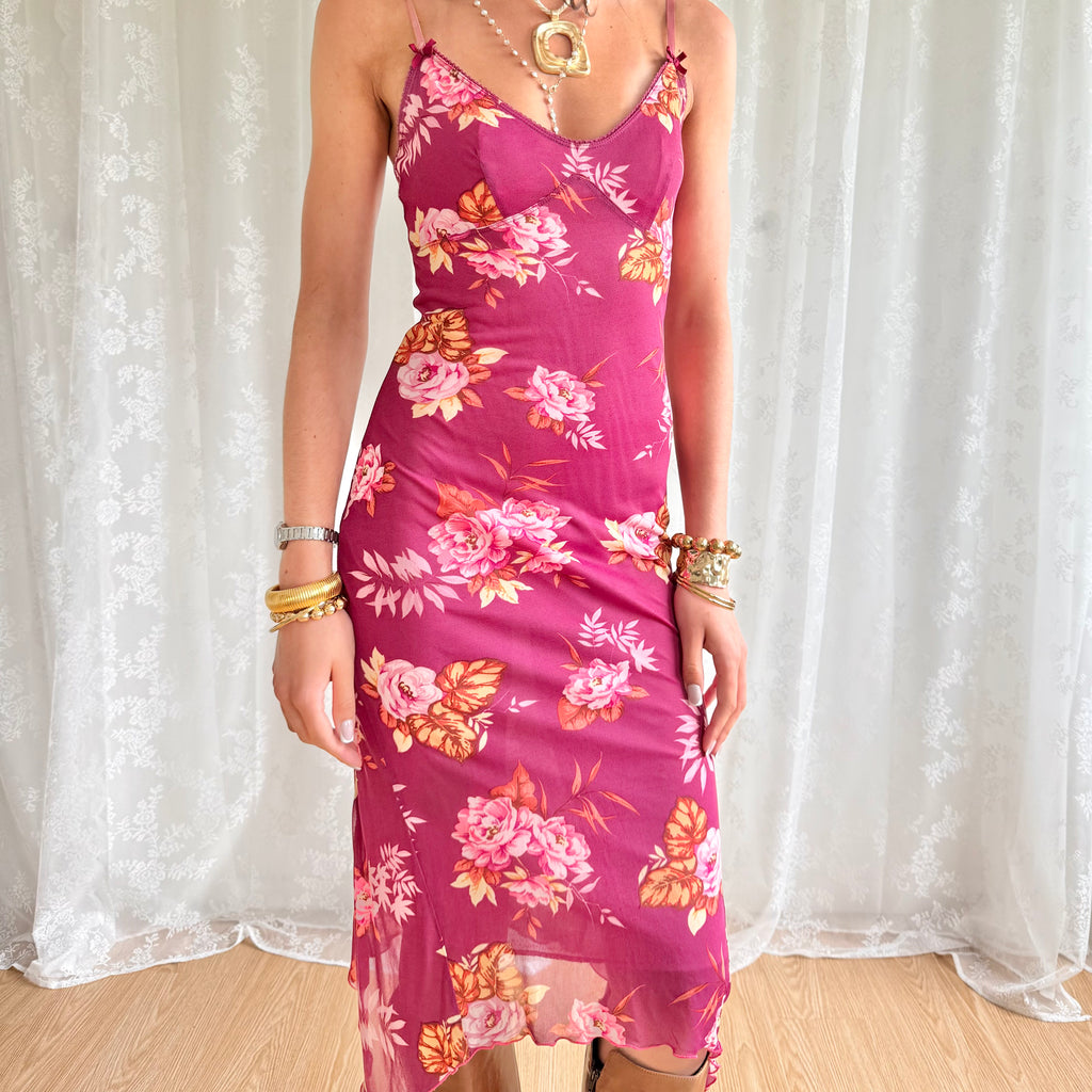 Kookai Floral Asymmetric Midi Dress - Size S