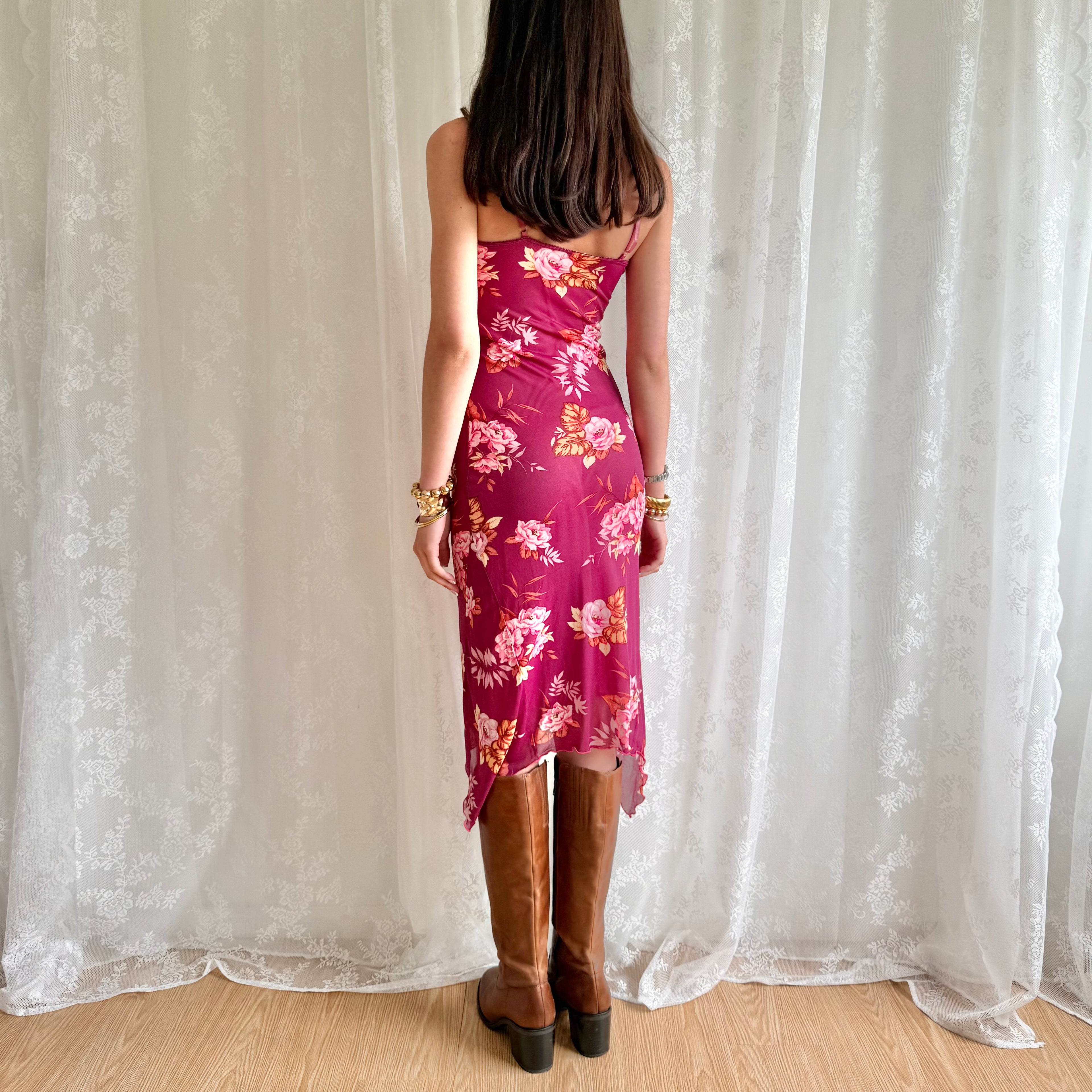 Kookai Floral Asymmetric Midi Dress - Size S