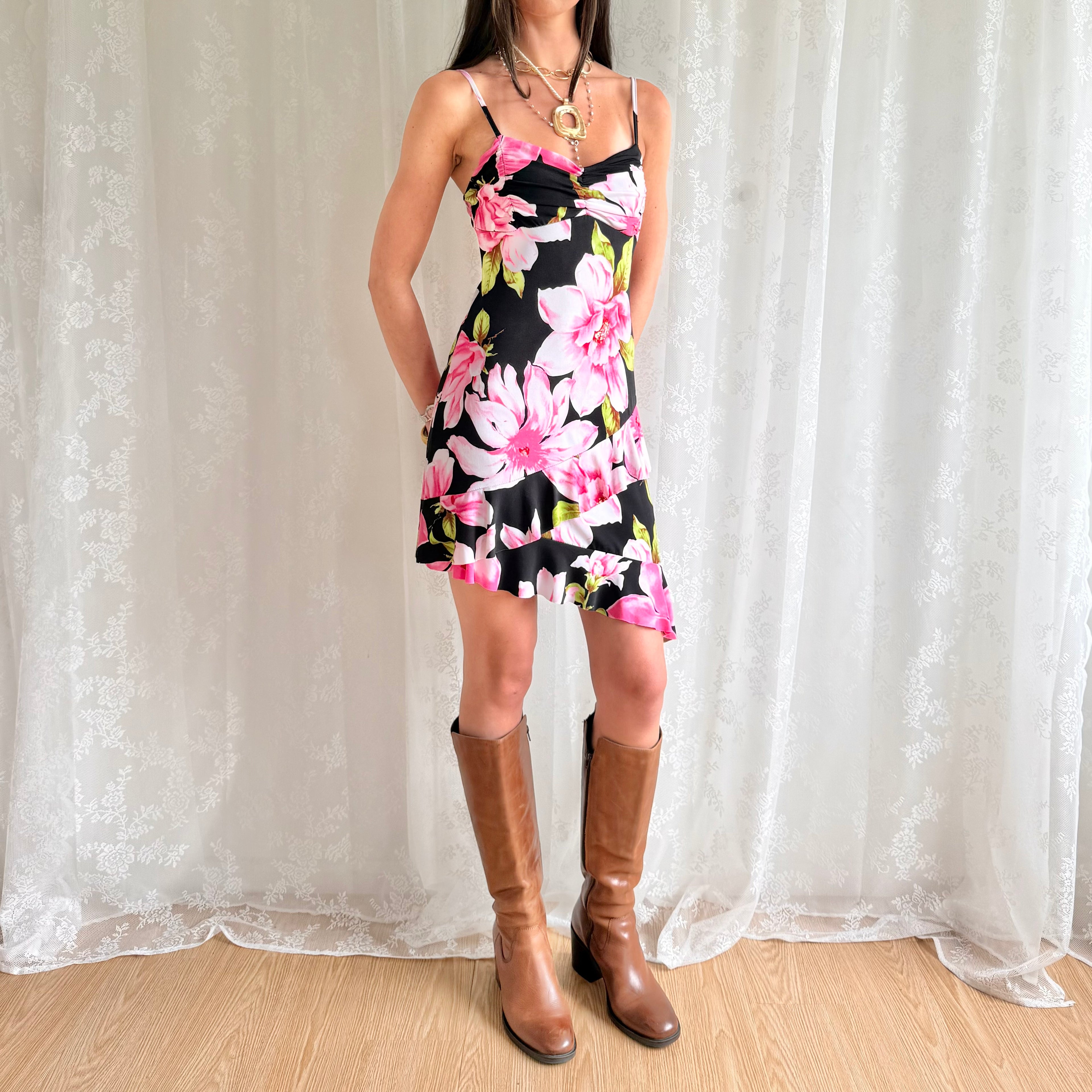 Floral Asymmetric Mini Dress