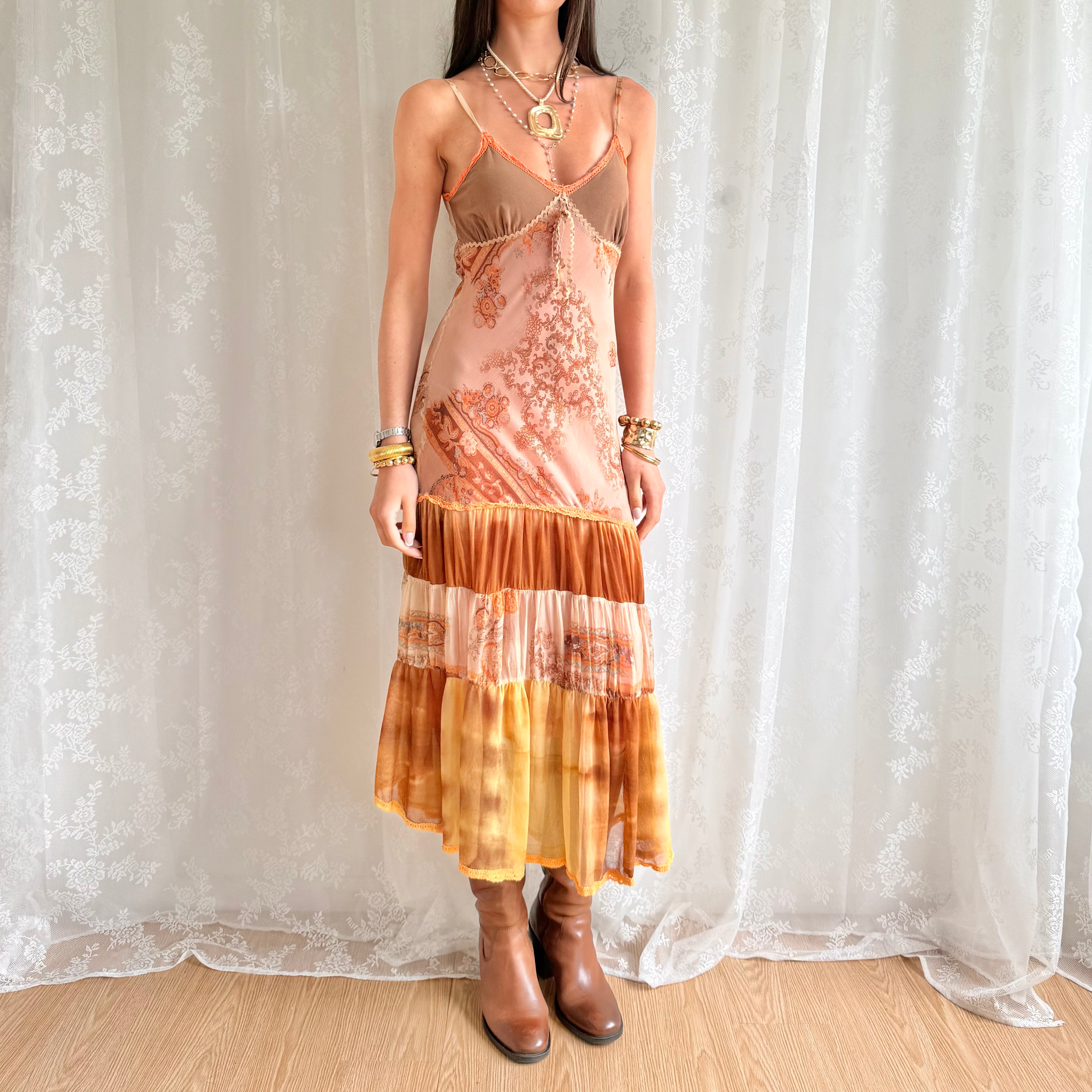 Patterned Midi Dress - Size M