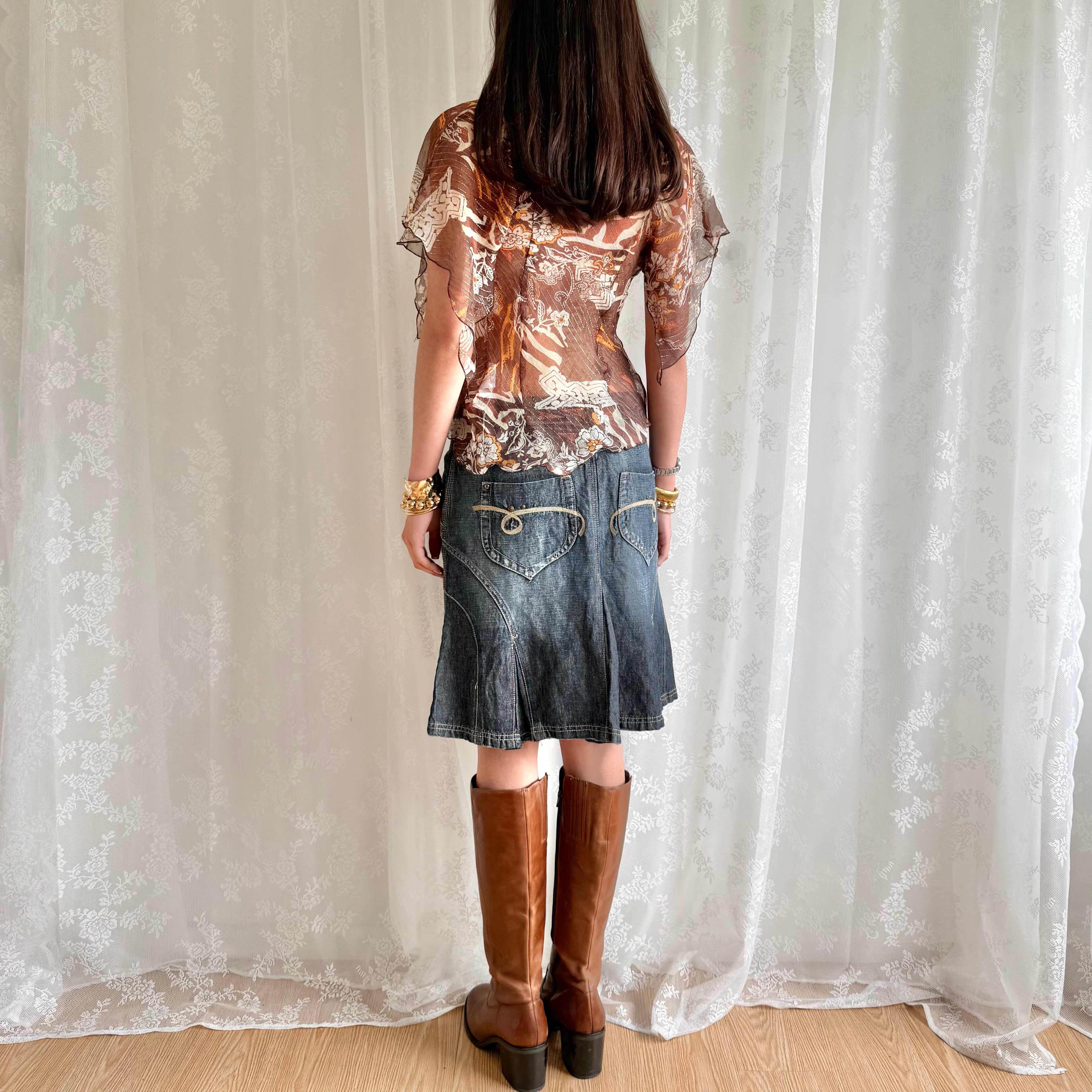 Denim Midi Skirt - Size M