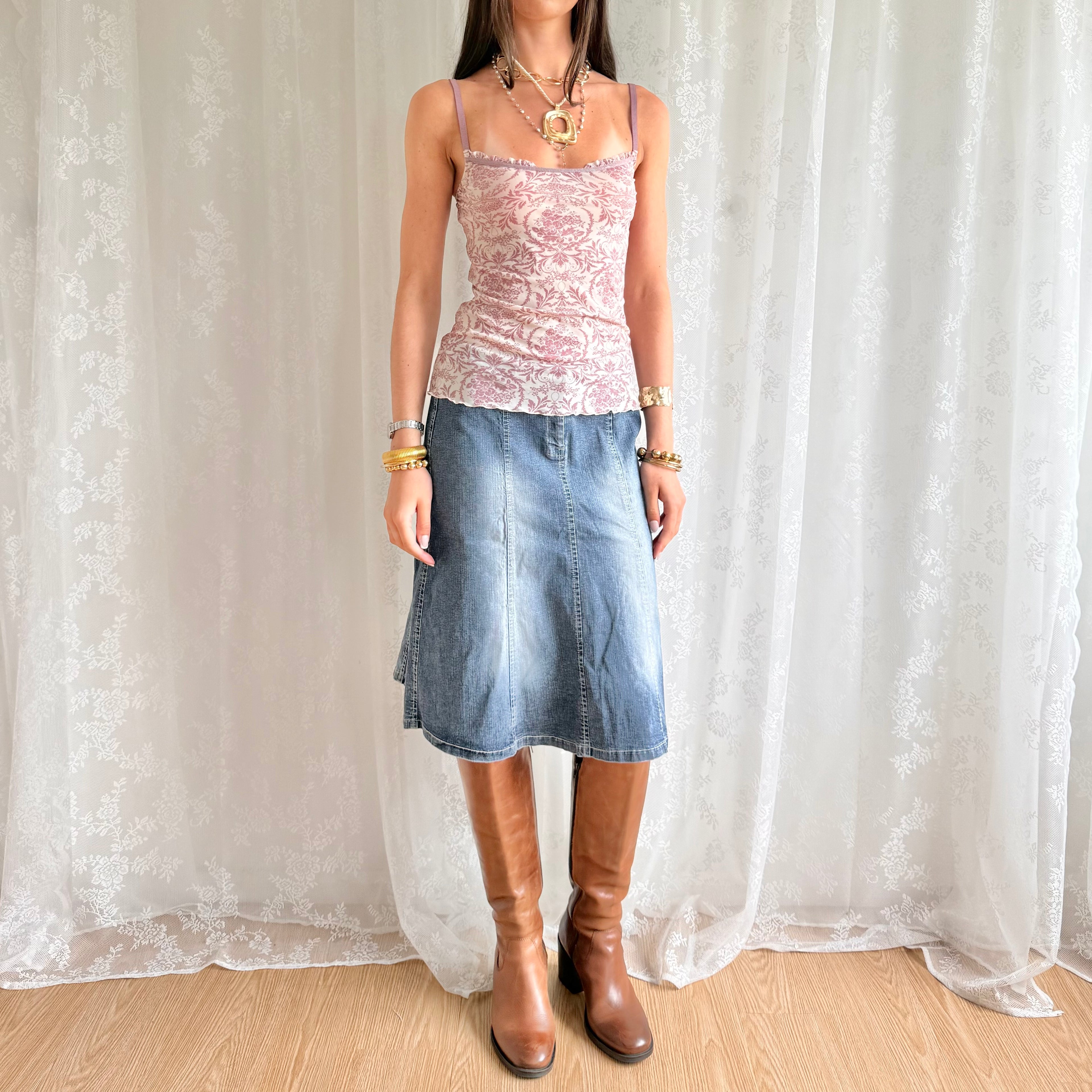 Denim Midi Skirt - Size M