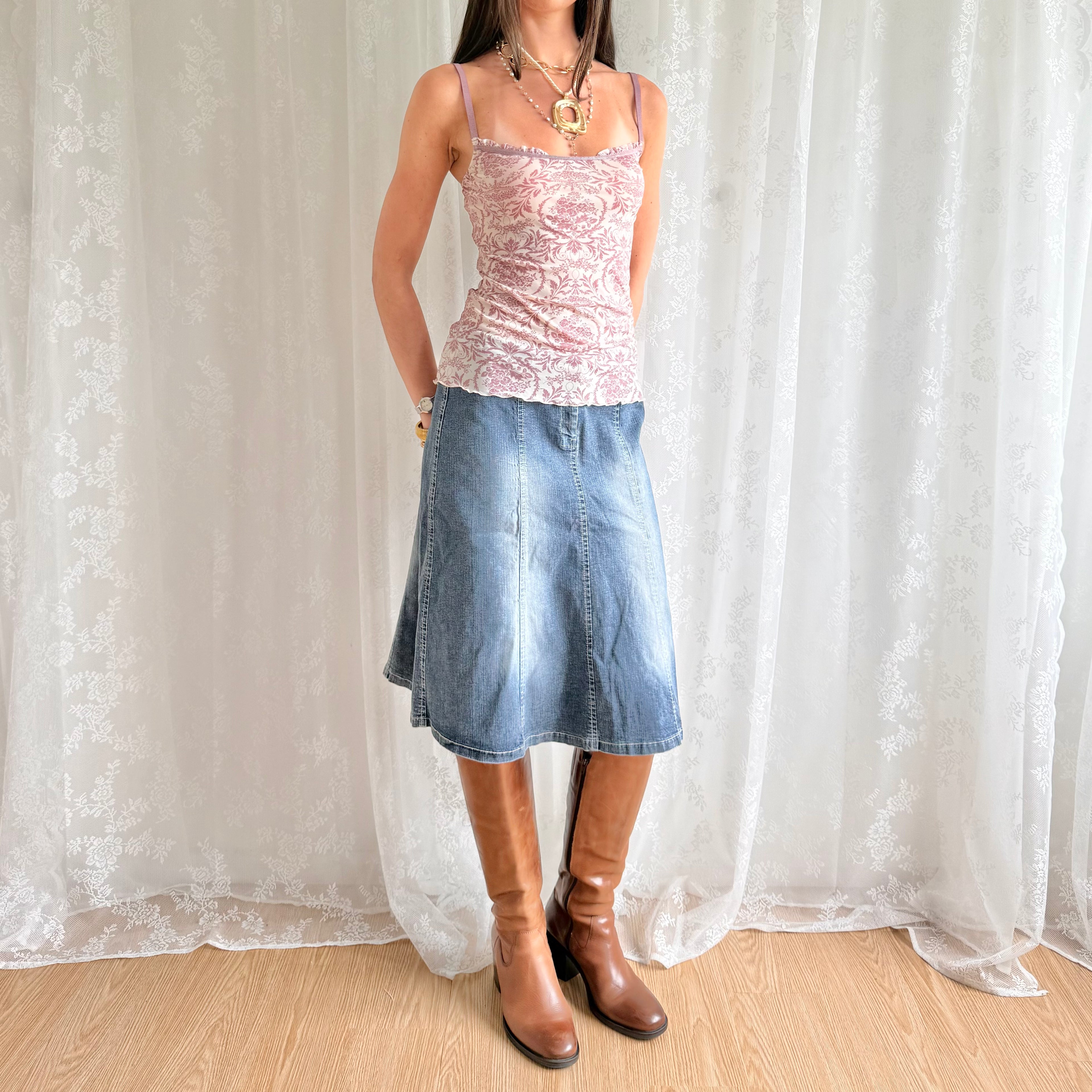 Denim Midi Skirt - Size M