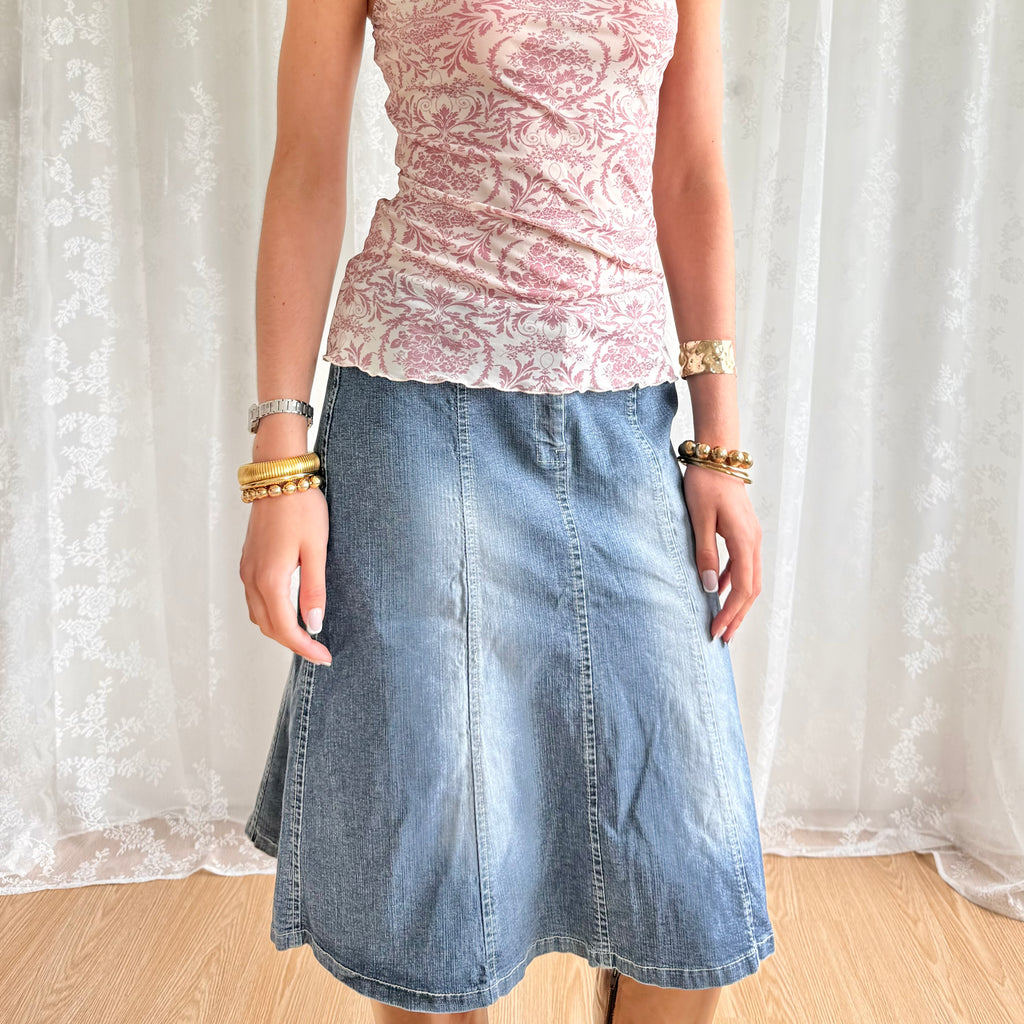 Denim Midi Skirt - Size M