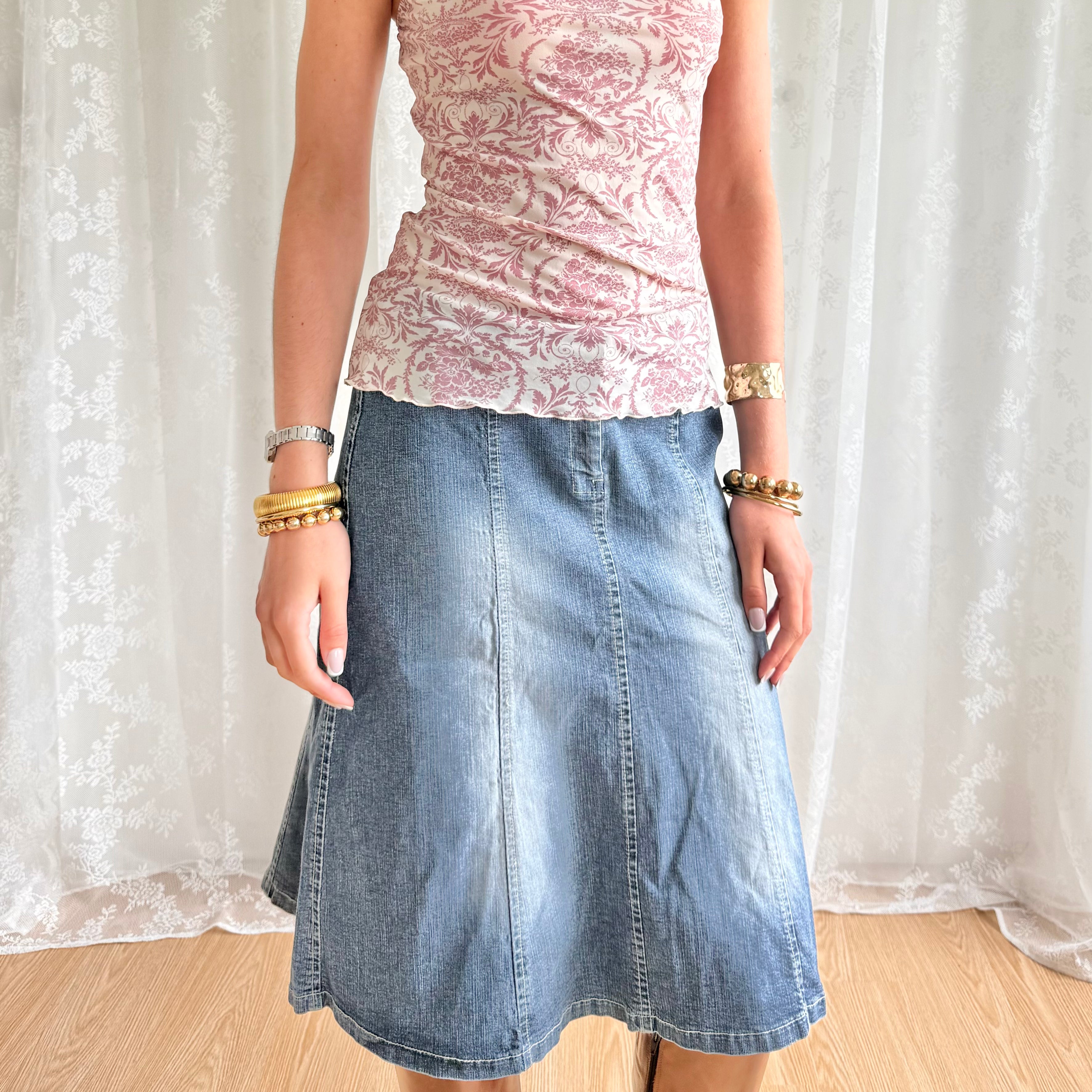 Denim Midi Skirt - Size M