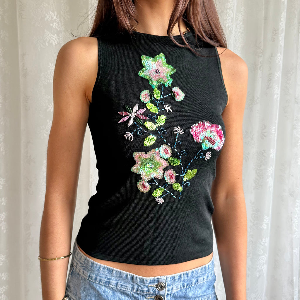 Sequin Beaded Crop Top - Size XS