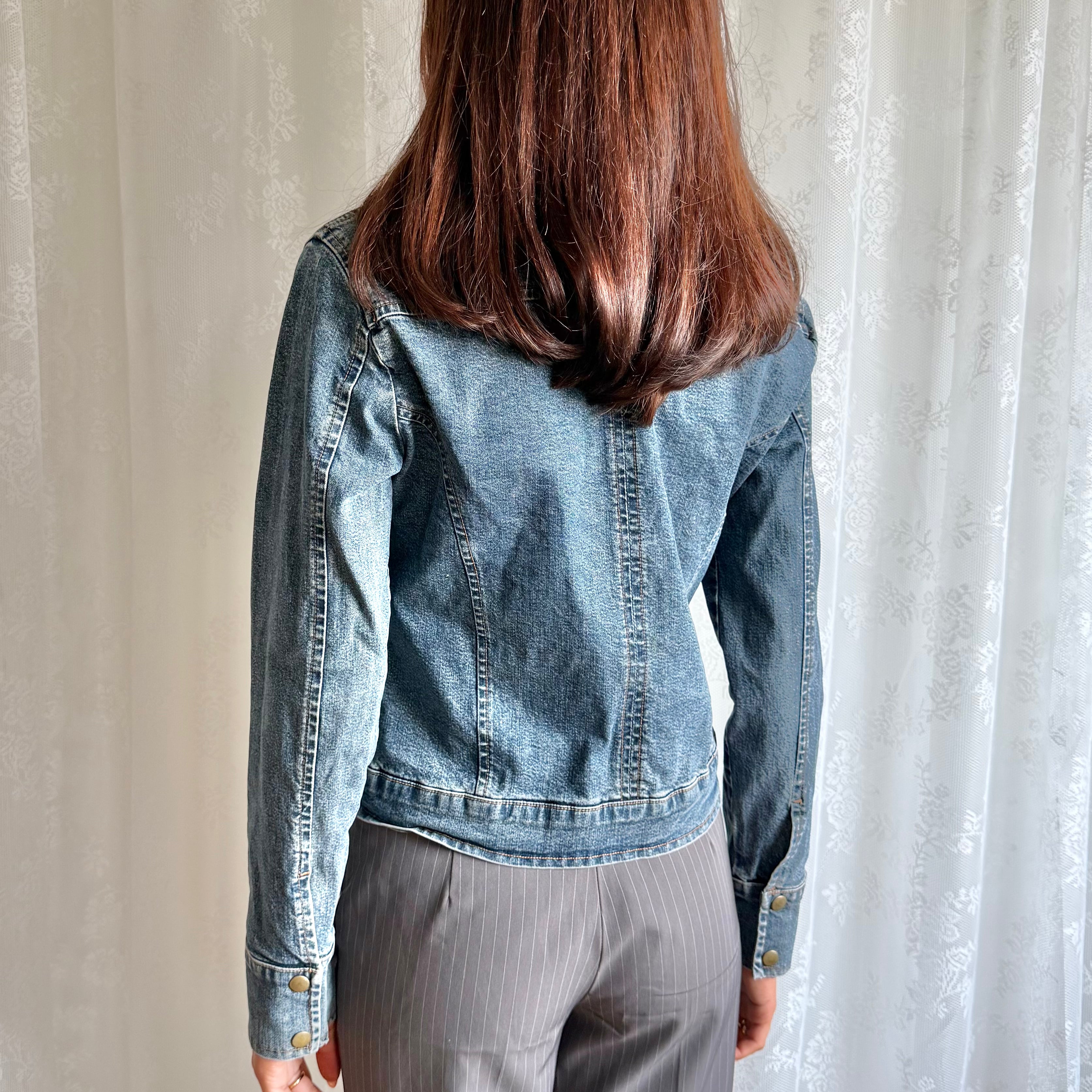 Ruched Denim Zip Jacket - Size M