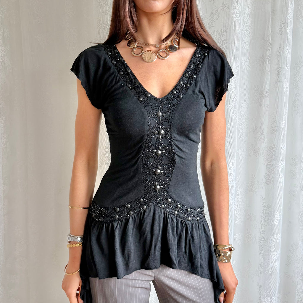 Asymmetric Beaded Top - Size M