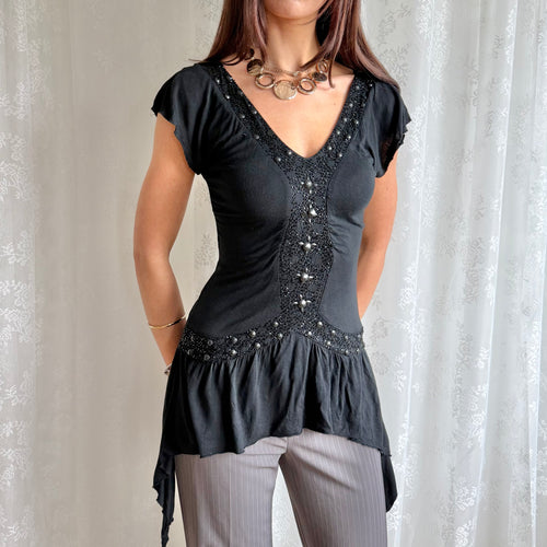 Asymmetric Beaded Top - Size M