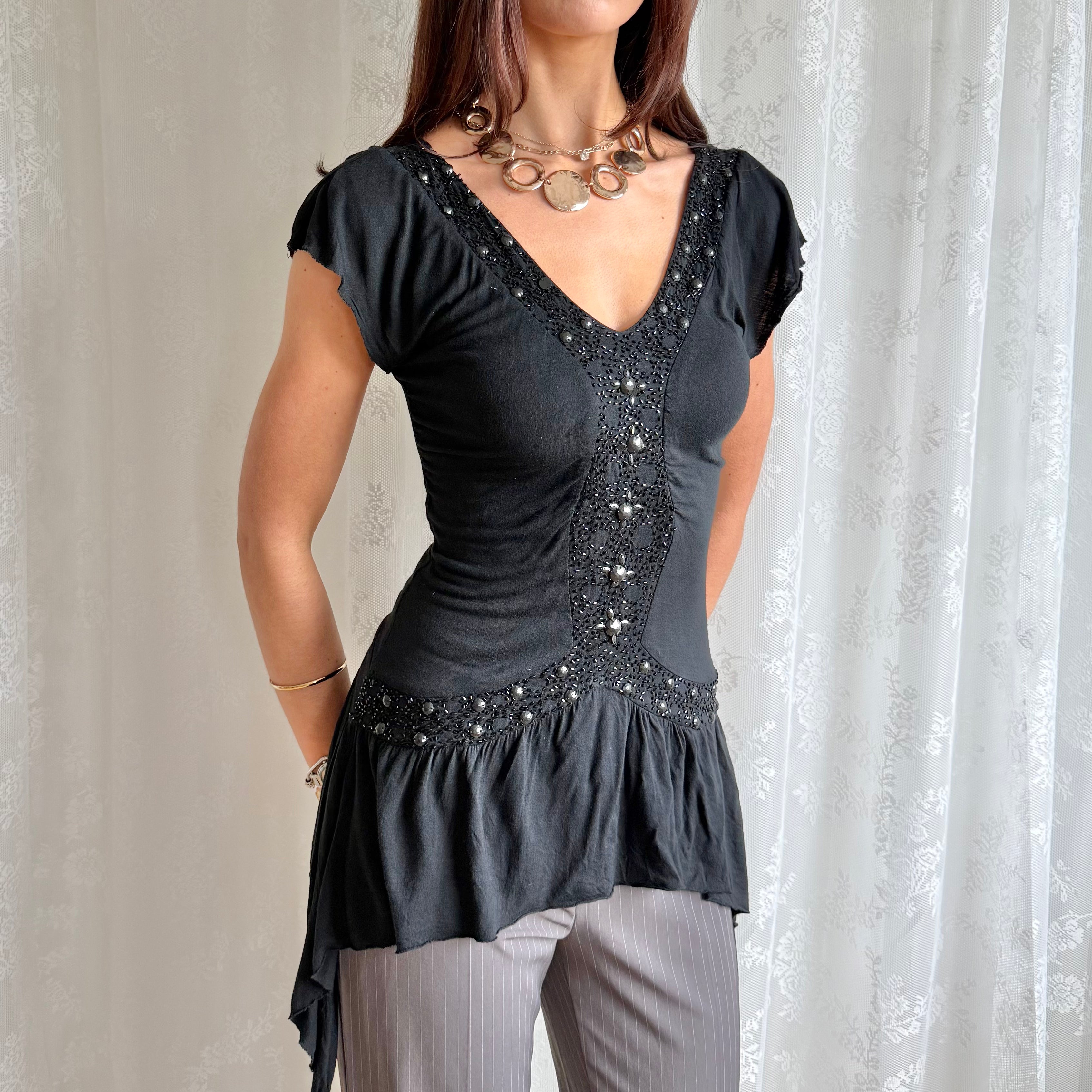 Asymmetric Beaded Top - Size M