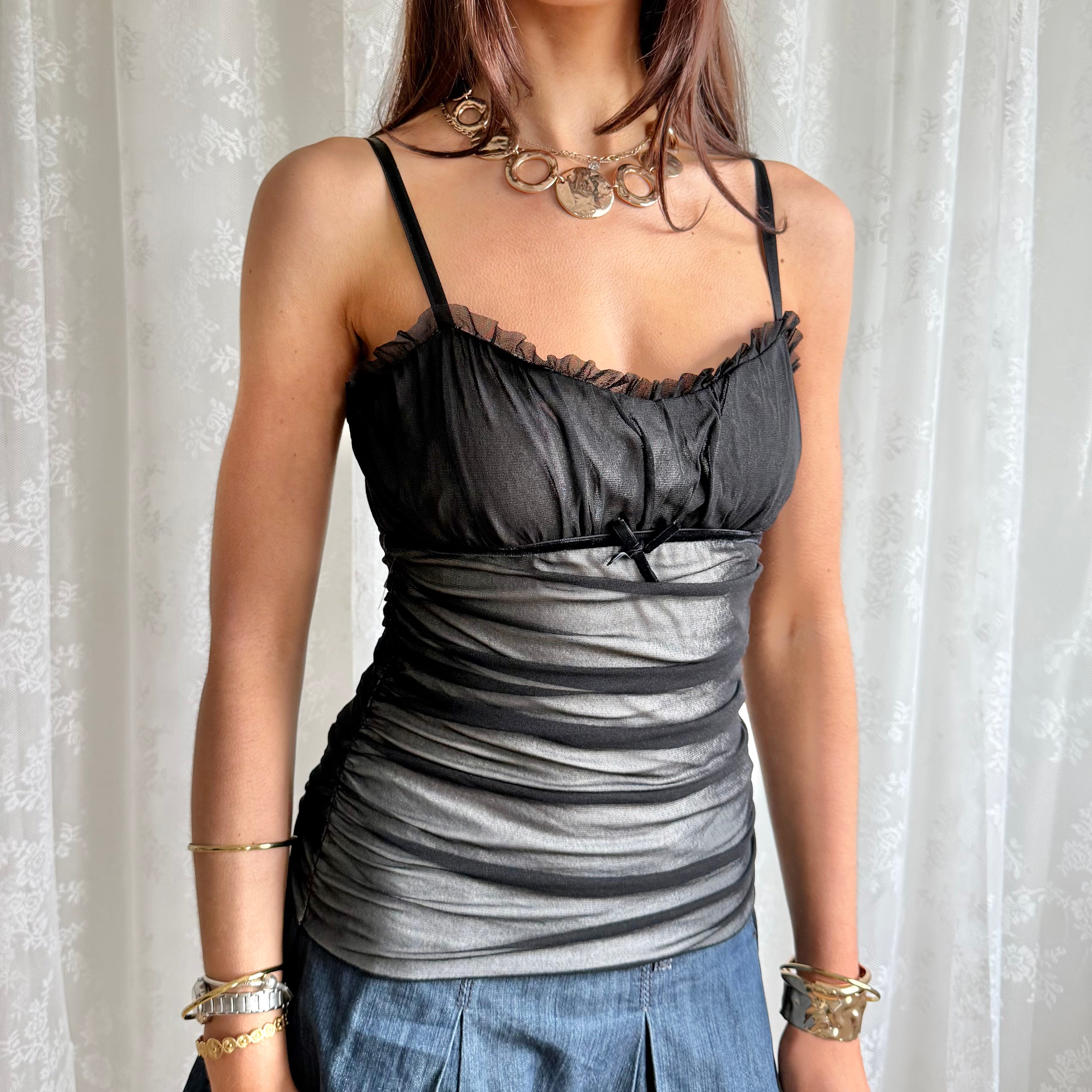 Ruched Mesh Cami - Size L