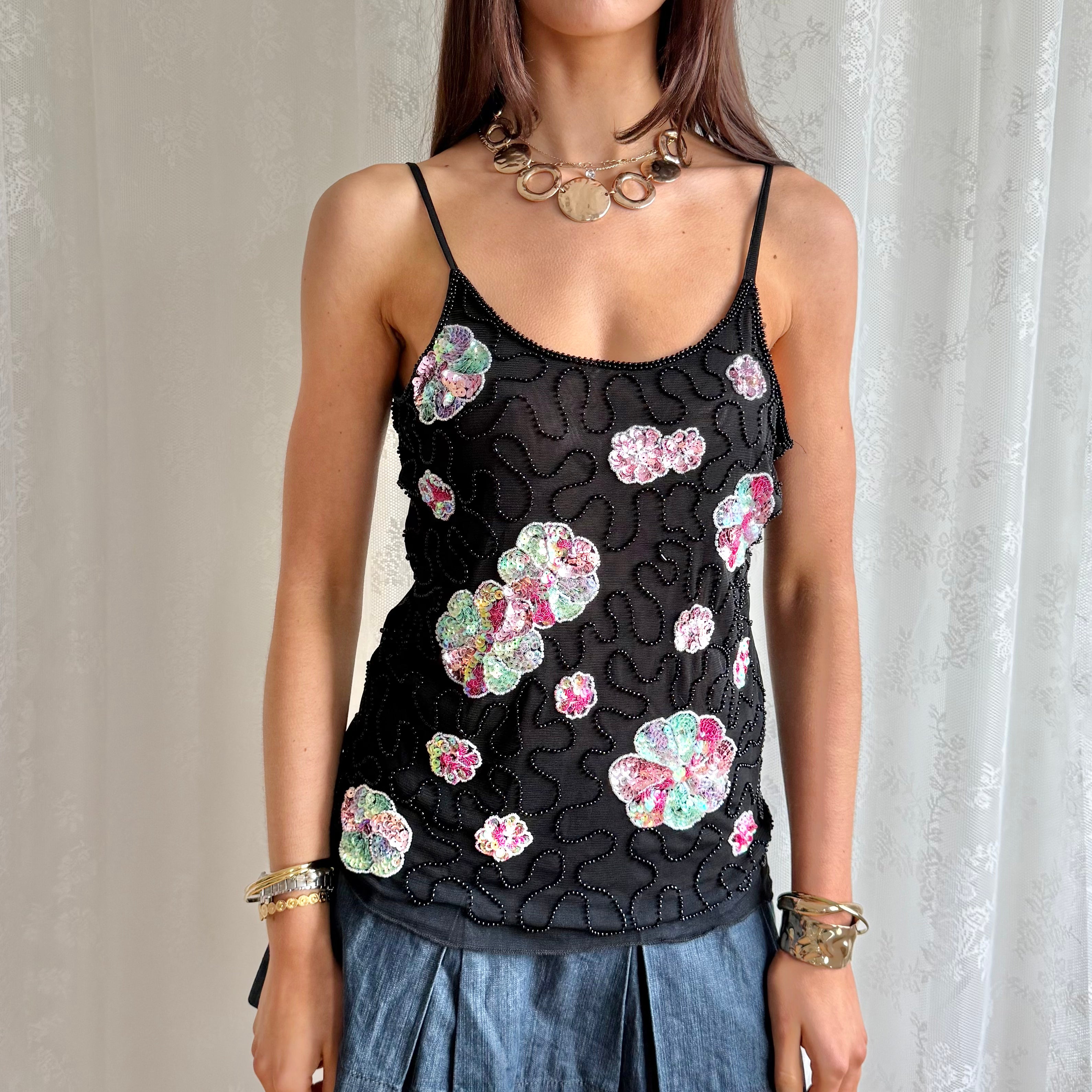 Sequin Beaded Cami - Size L