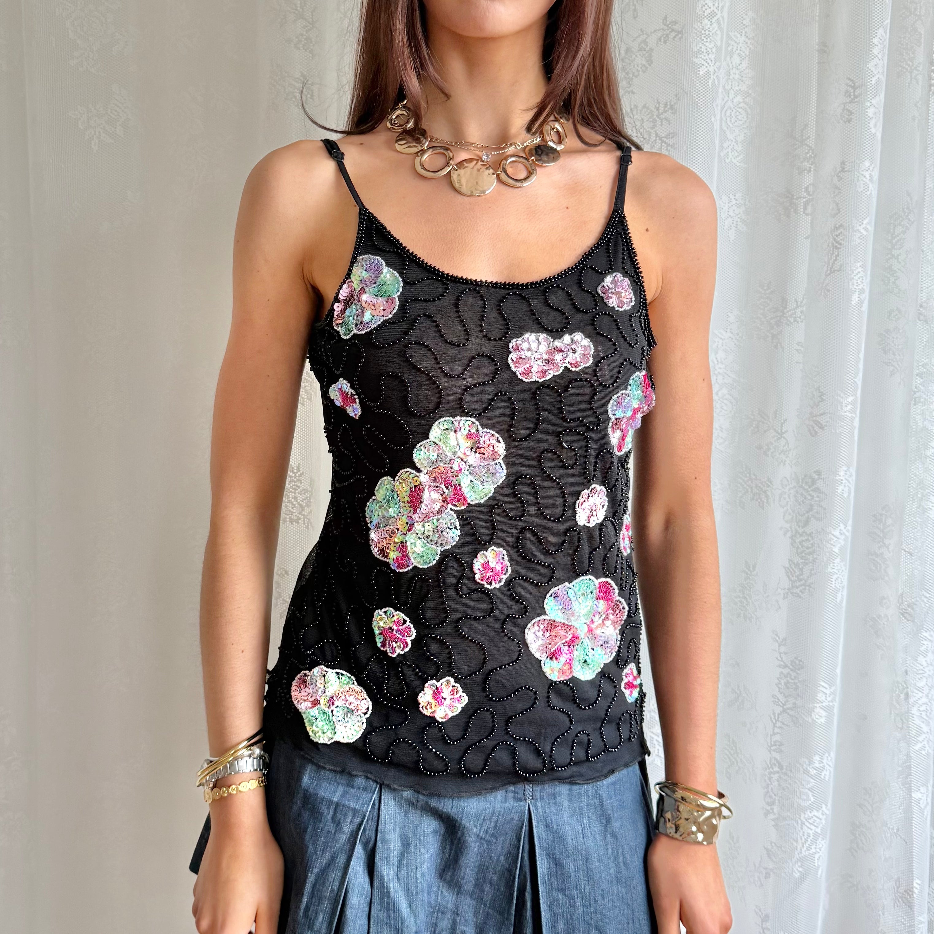 Sequin Beaded Cami - Size L