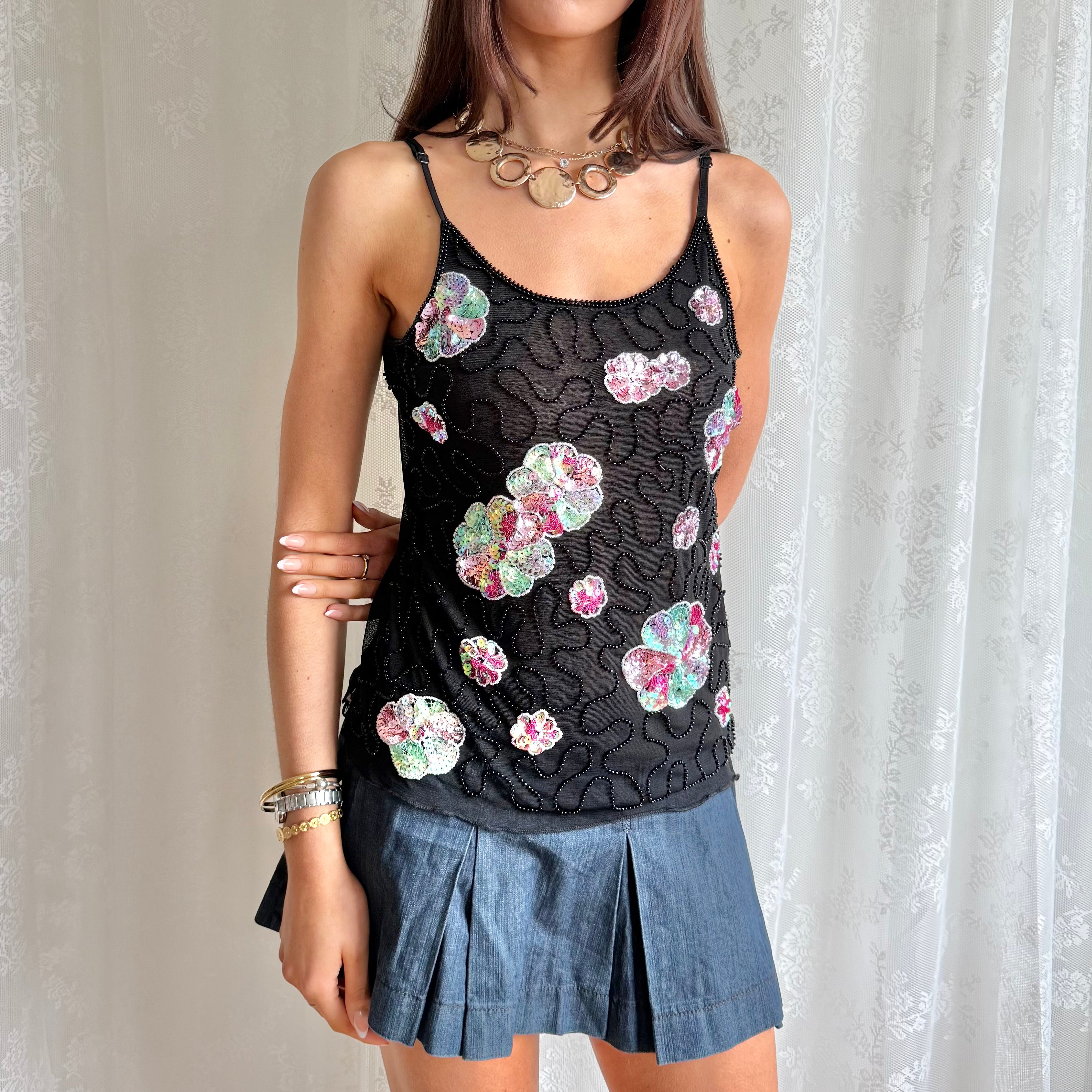 Sequin Beaded Cami - Size L