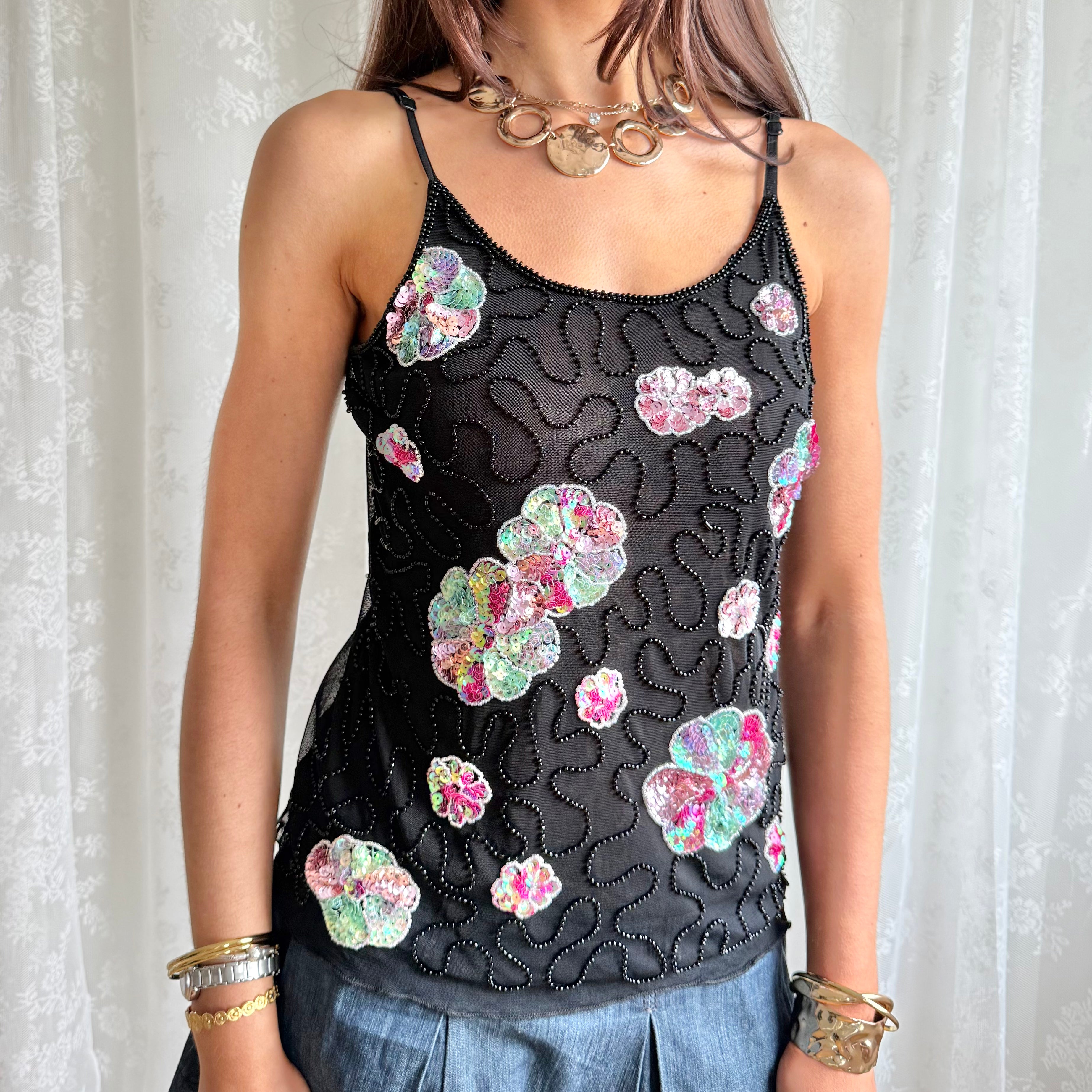 Sequin Beaded Cami - Size L