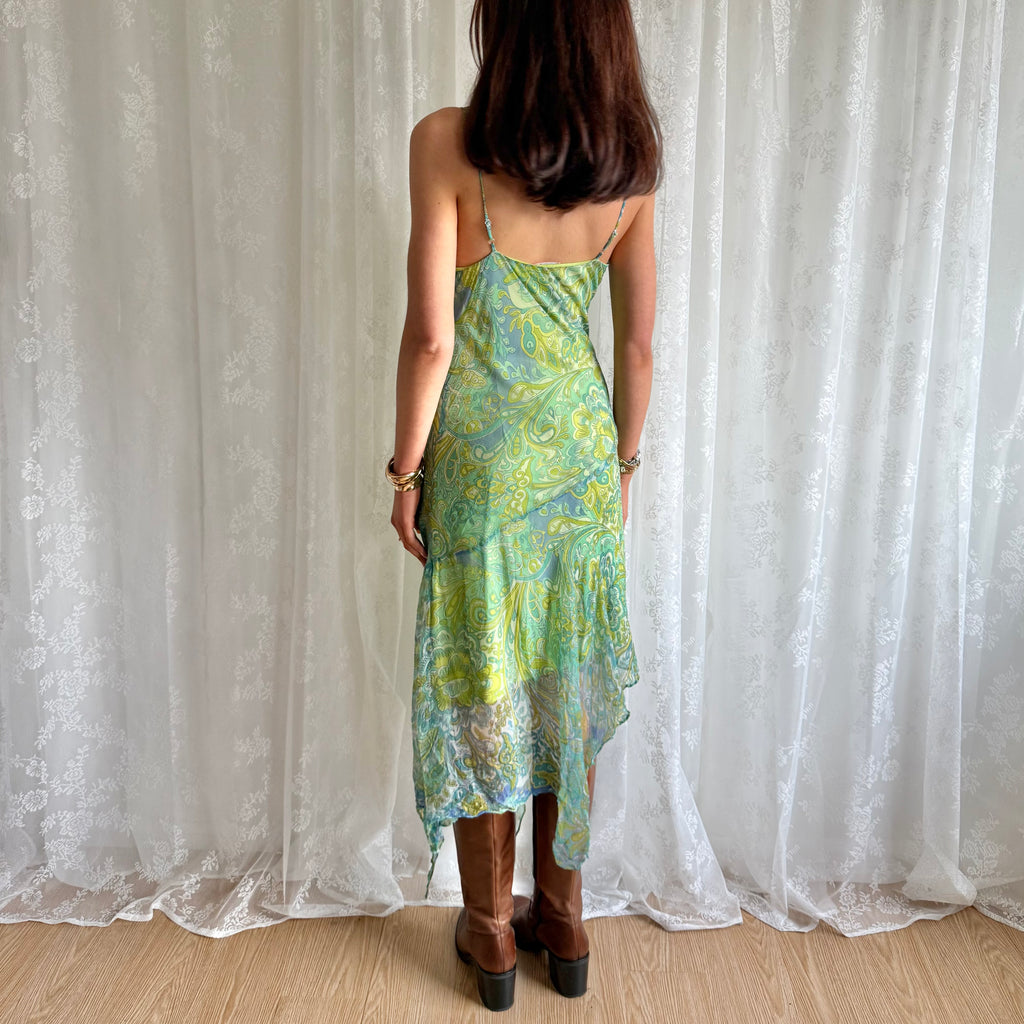 Sequin Floral Asymmetric Midi Dress - Size L