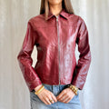 Genuine Leather Zip Jacket - Size M