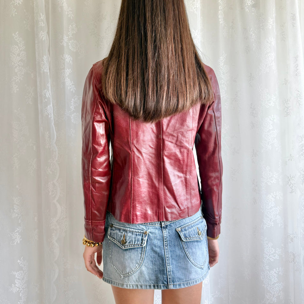 Genuine Leather Zip Jacket - Size M