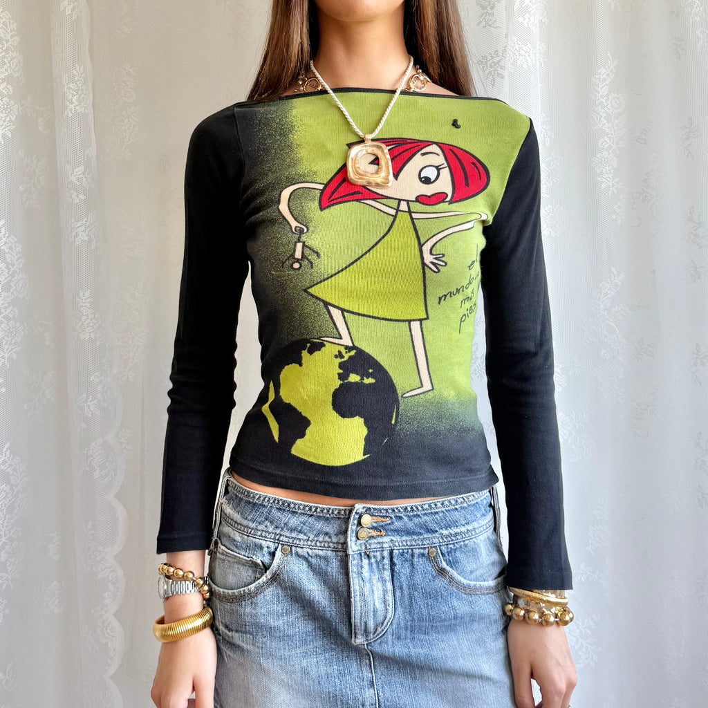 Graphic Long Sleeve Top - Size S