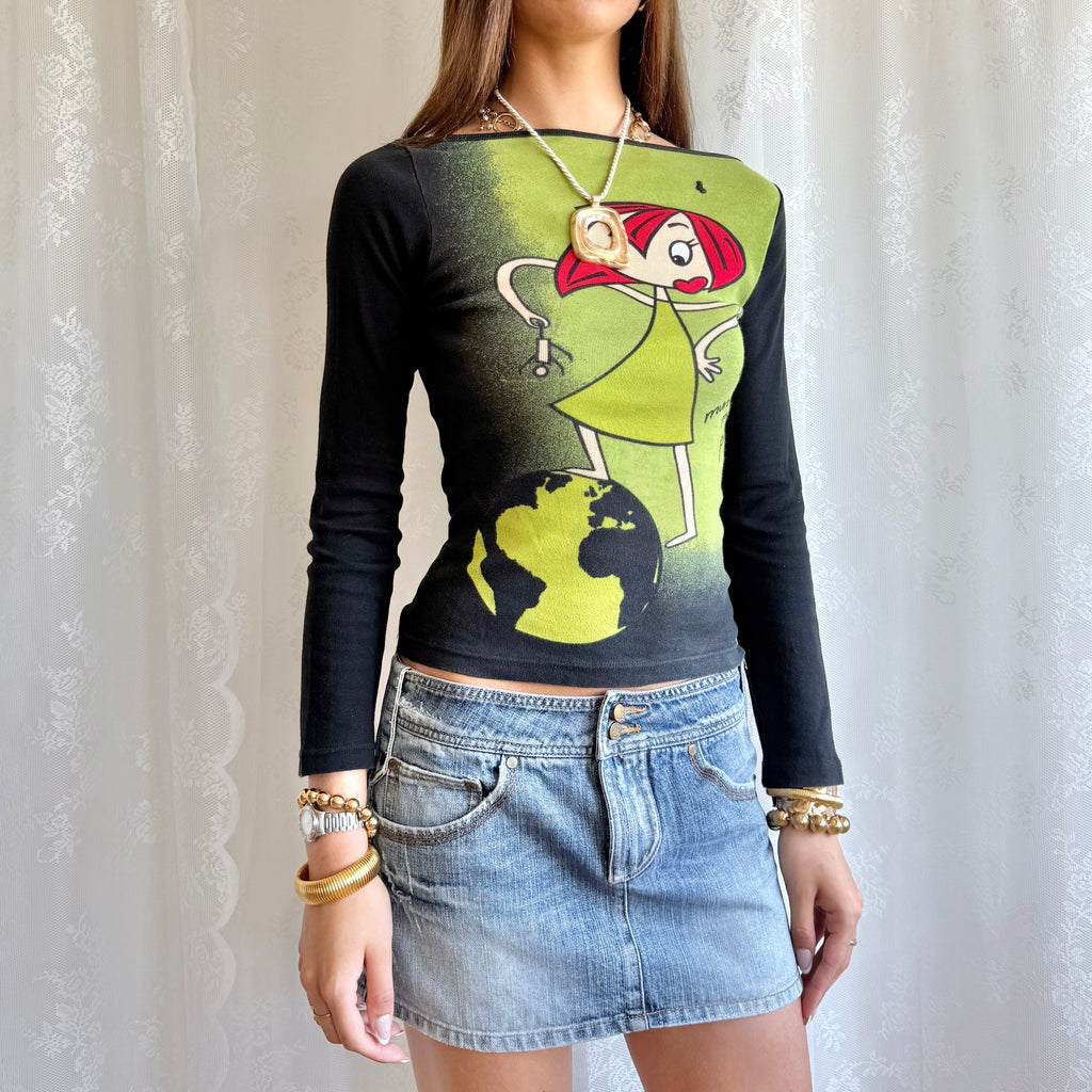 Graphic Long Sleeve Top - Size S