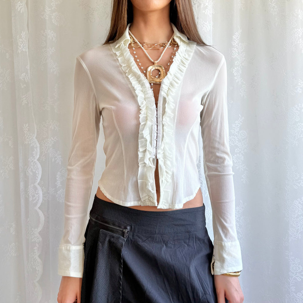 Mesh Hook & Eye Shirt - Size XS