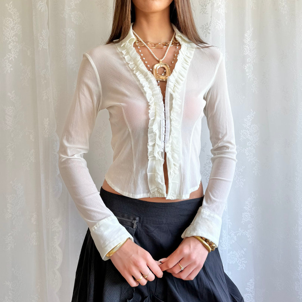 Mesh Hook & Eye Shirt - Size XS