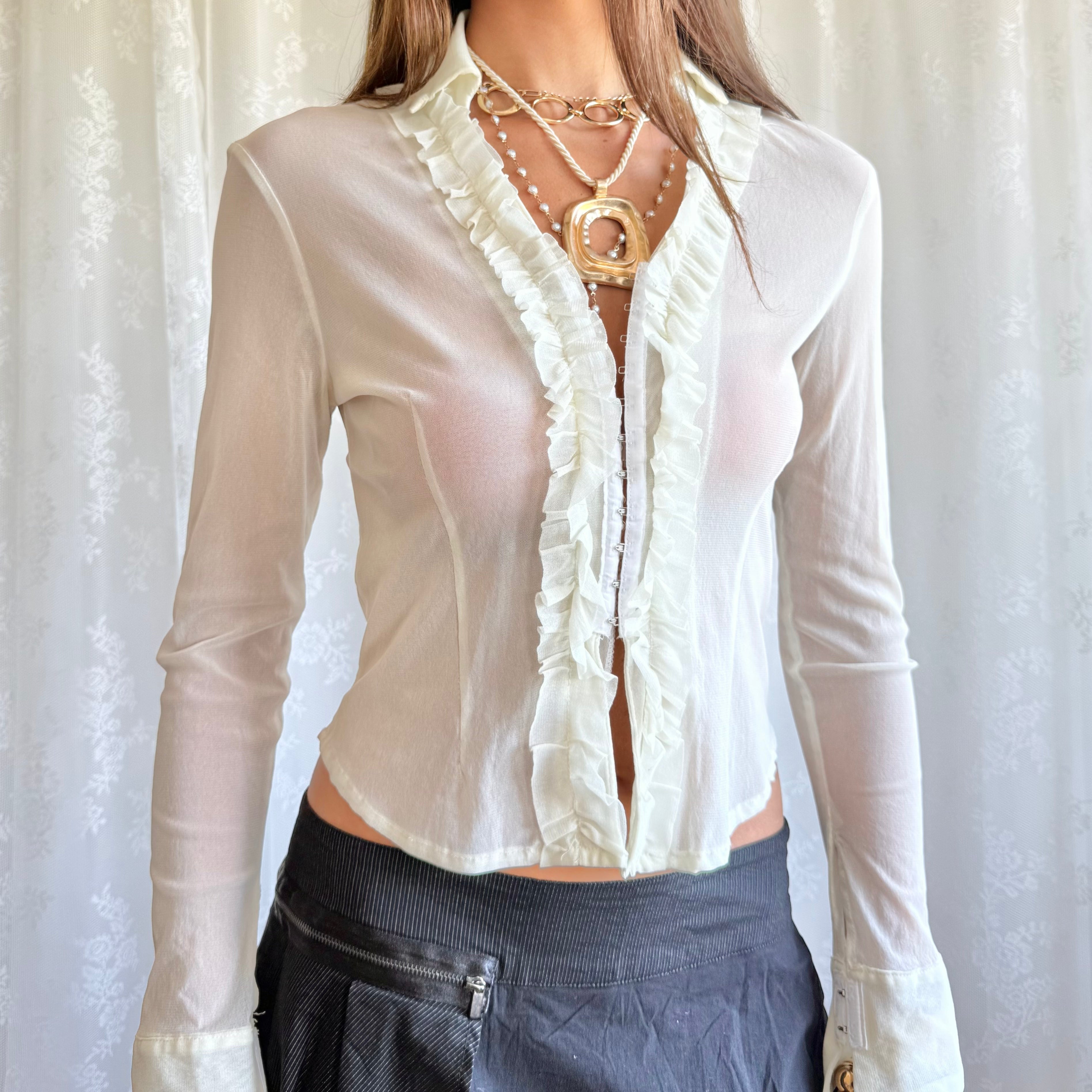 Mesh Hook & Eye Shirt - Size XS