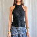 Sequin Beaded Crop Top - Size S