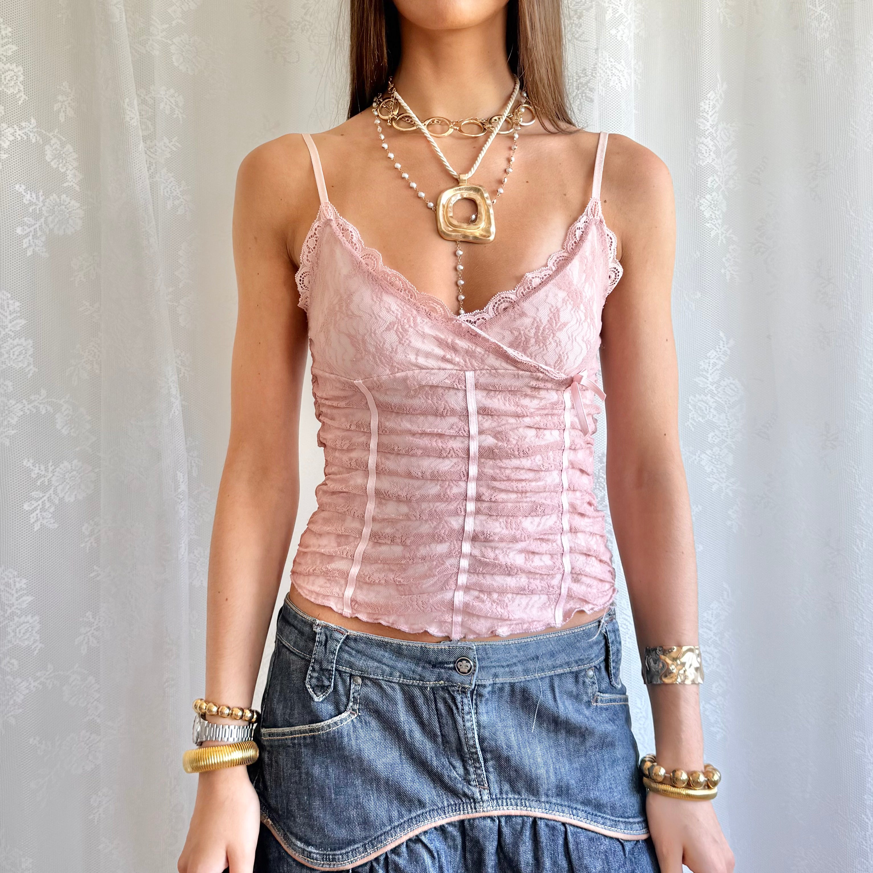 Lace Ruched Cami - Size M