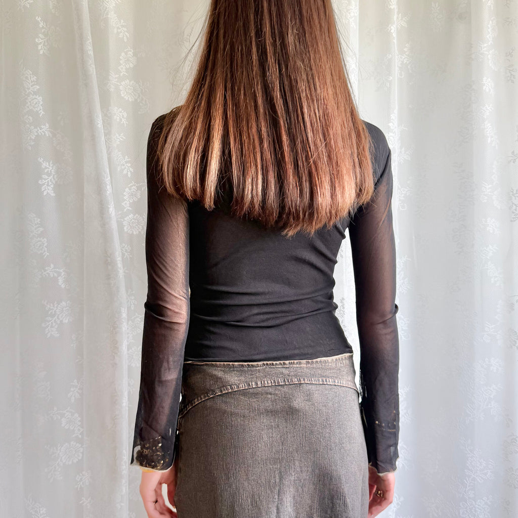 Mesh Long Sleeve Top - Size S