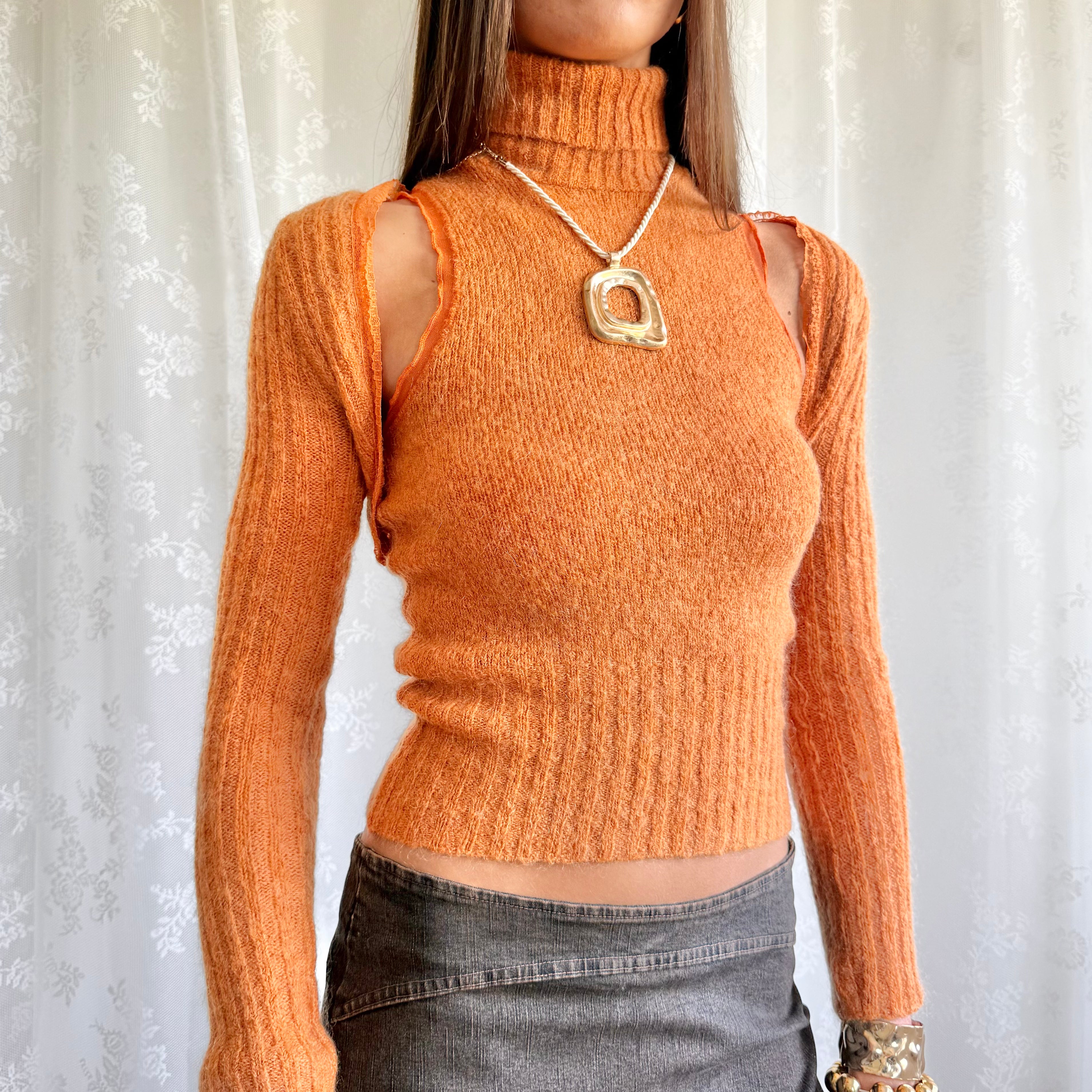 Mohair Knit Top & Cardigan - Size S